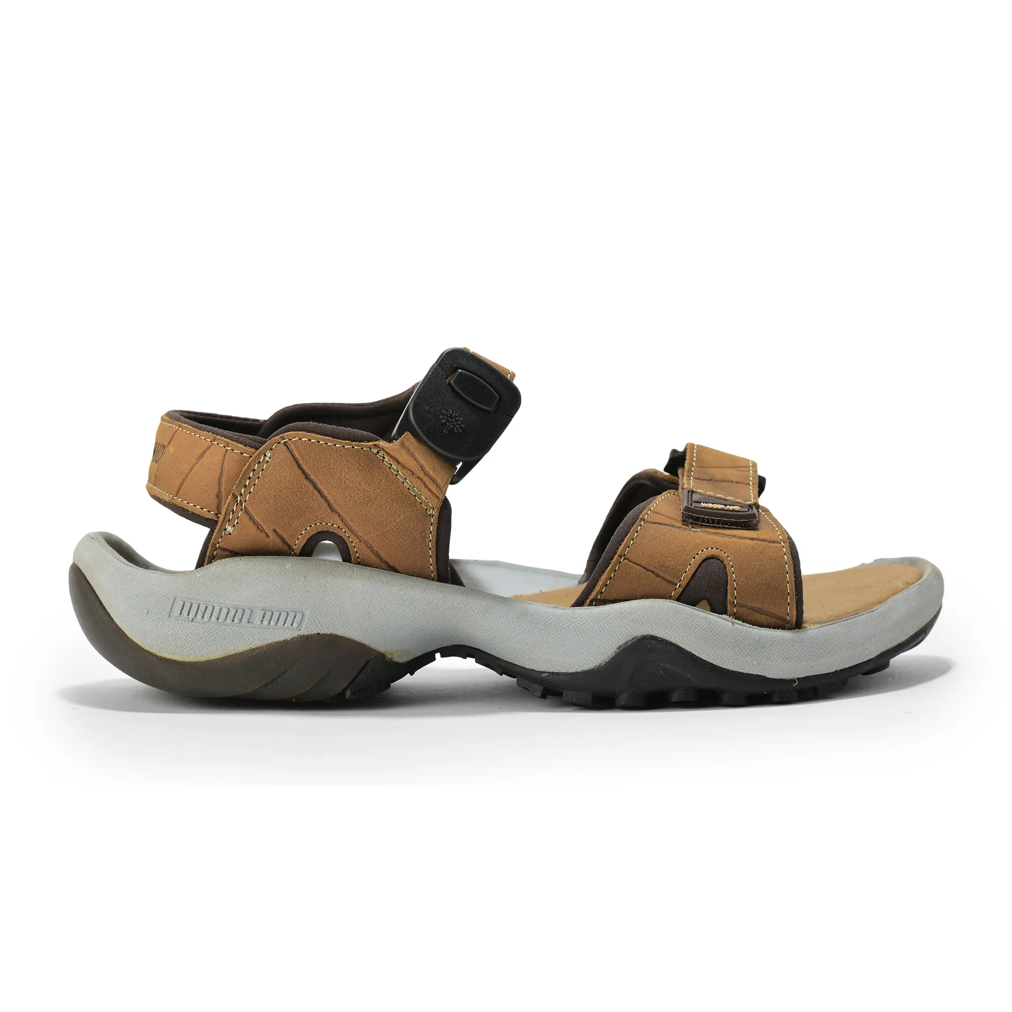 Men Camel Dual-Strap Nubuck Sandals - Thumbnail 2