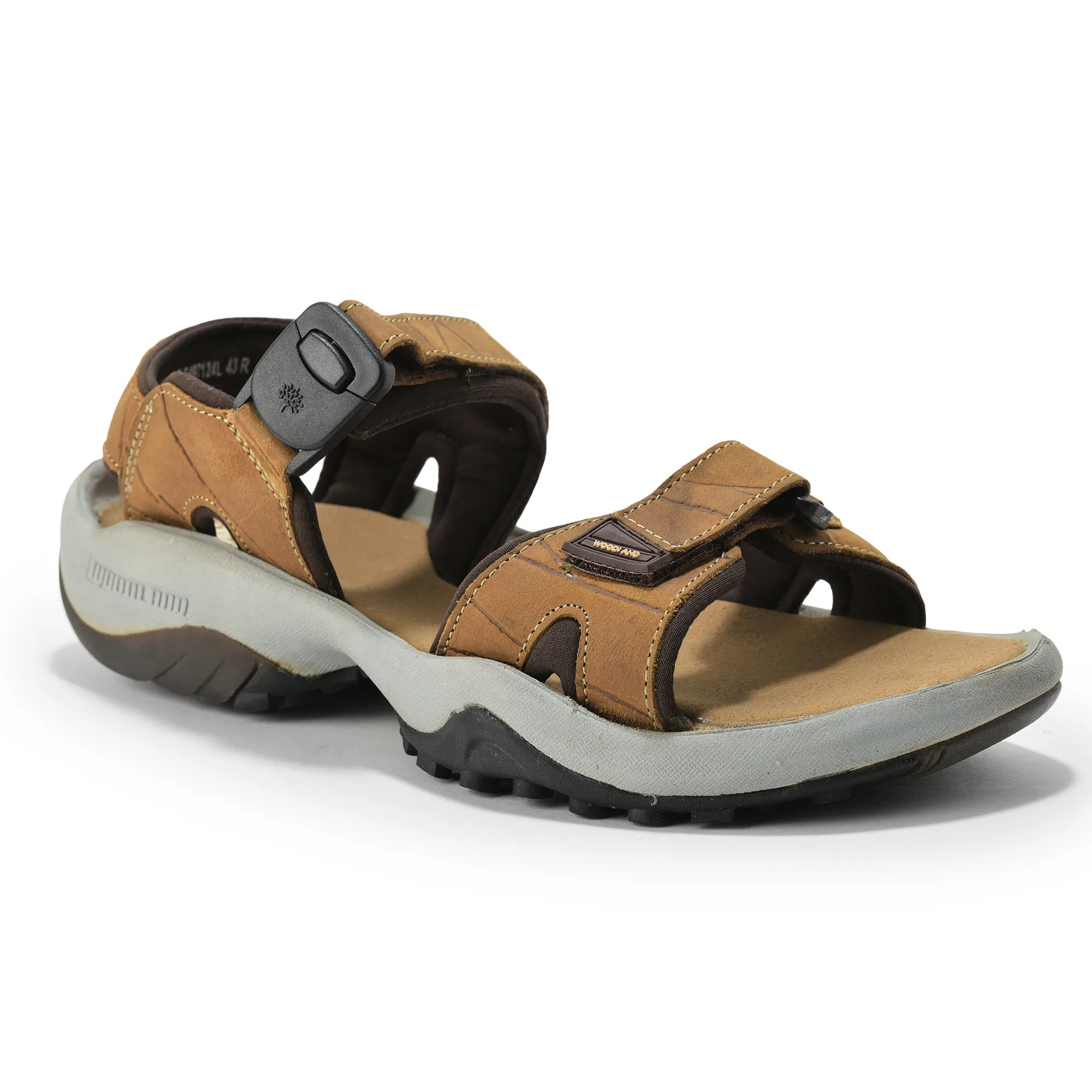 Men Camel Dual-Strap Nubuck Sandals - Thumbnail 3
