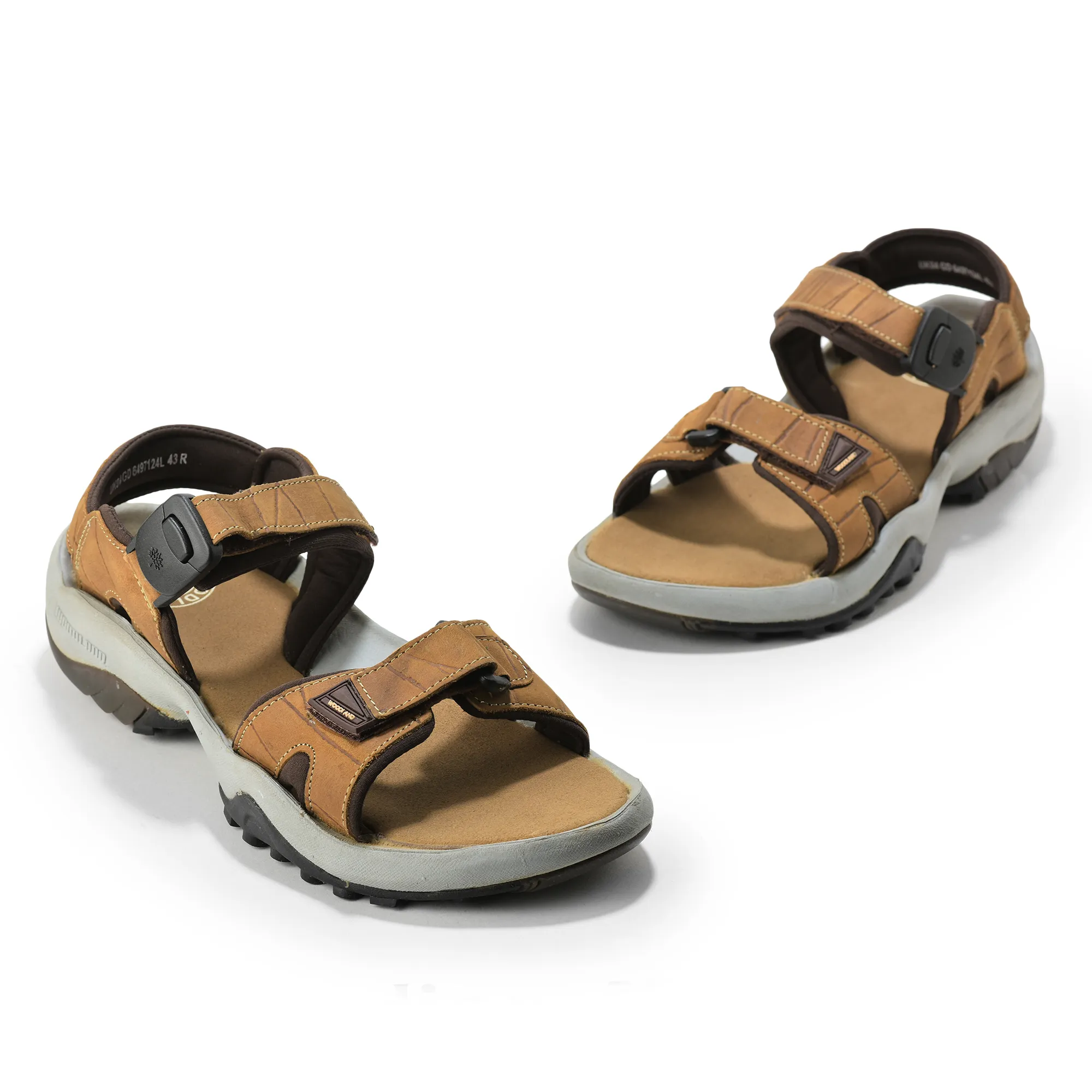 Men Camel Dual-Strap Nubuck Sandals - Thumbnail 4
