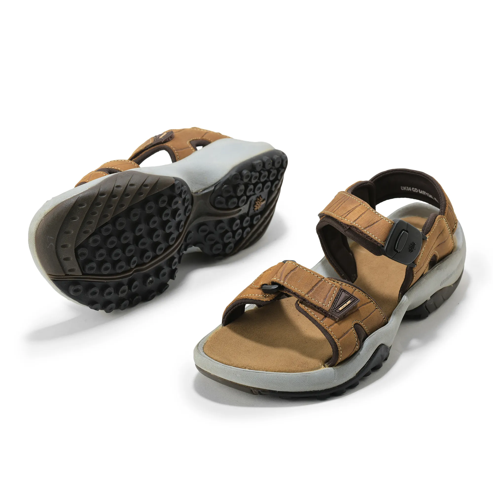 Men Camel Dual-Strap Nubuck Sandals - Thumbnail 6