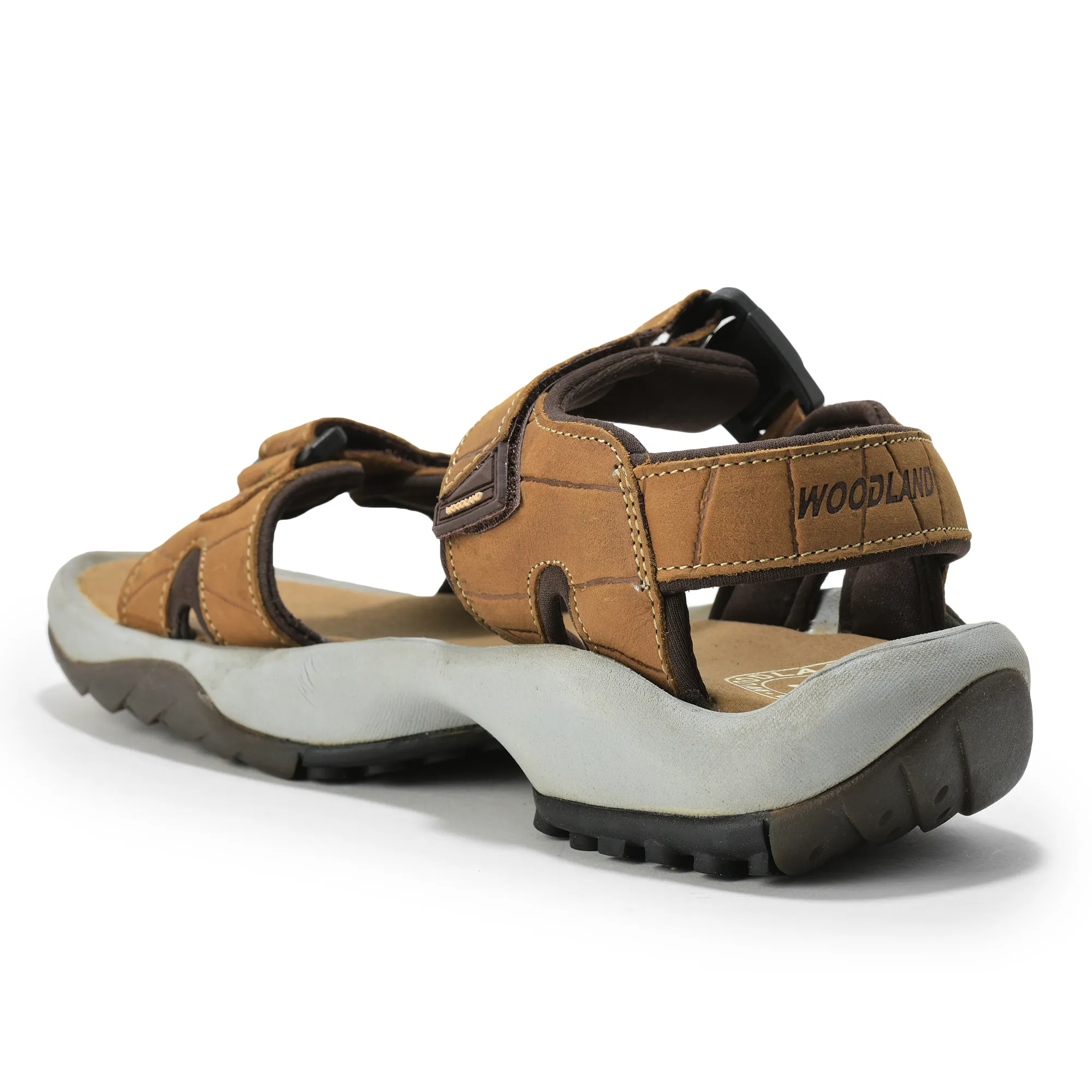 Men Camel Dual-Strap Nubuck Sandals - Thumbnail 7