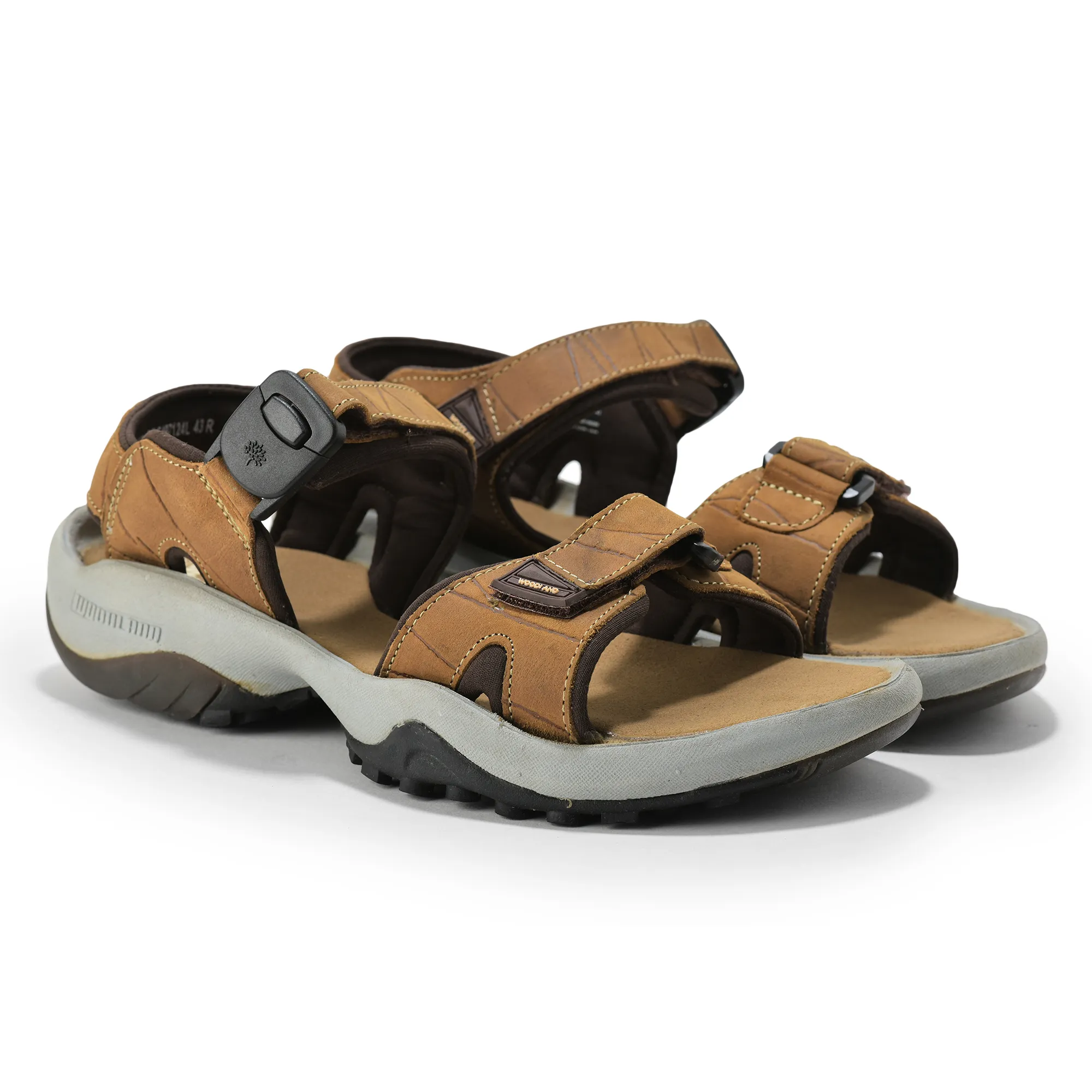 Men Camel Dual-Strap Nubuck Sandals - Thumbnail 8