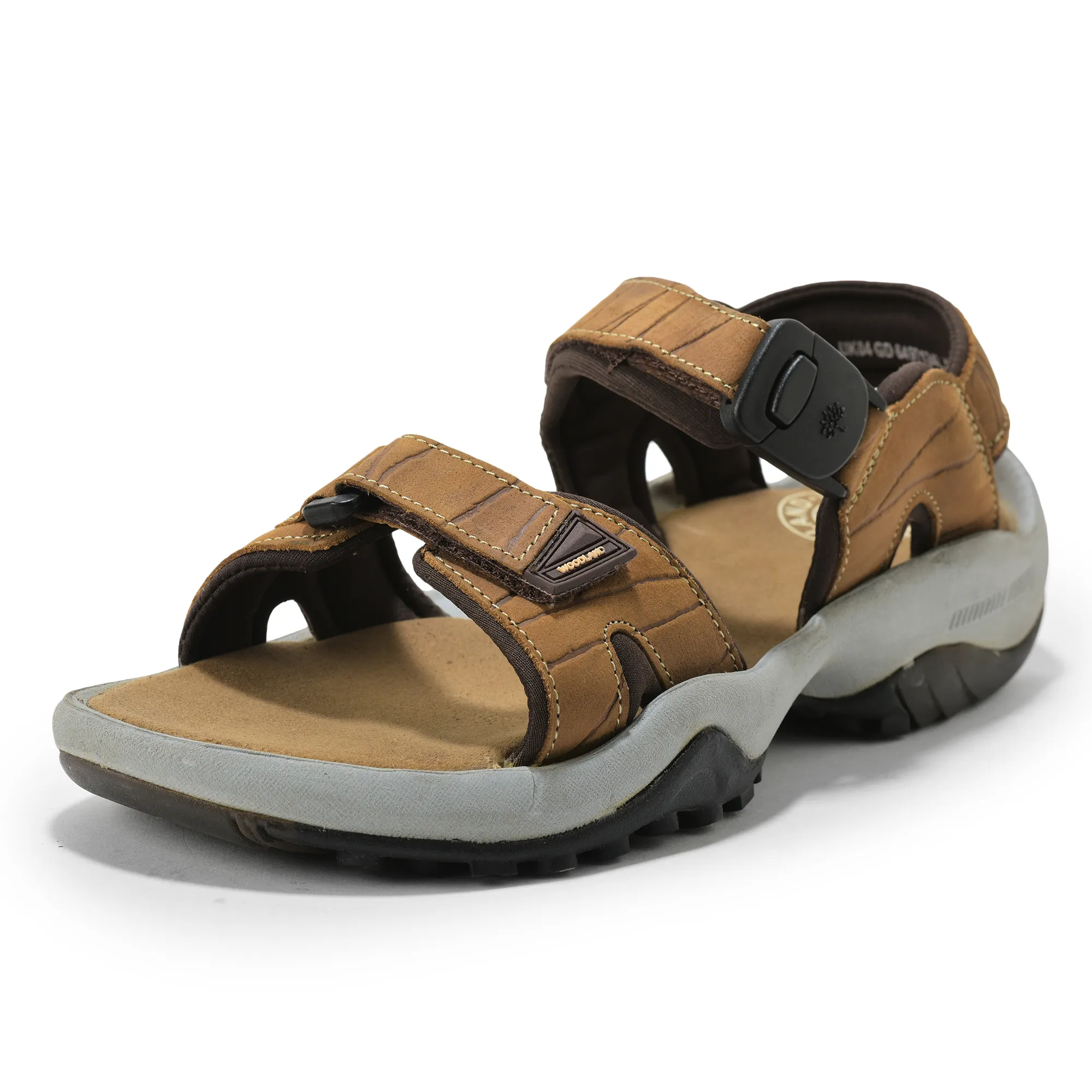 Men Camel Dual-Strap Nubuck Sandals - Thumbnail 11