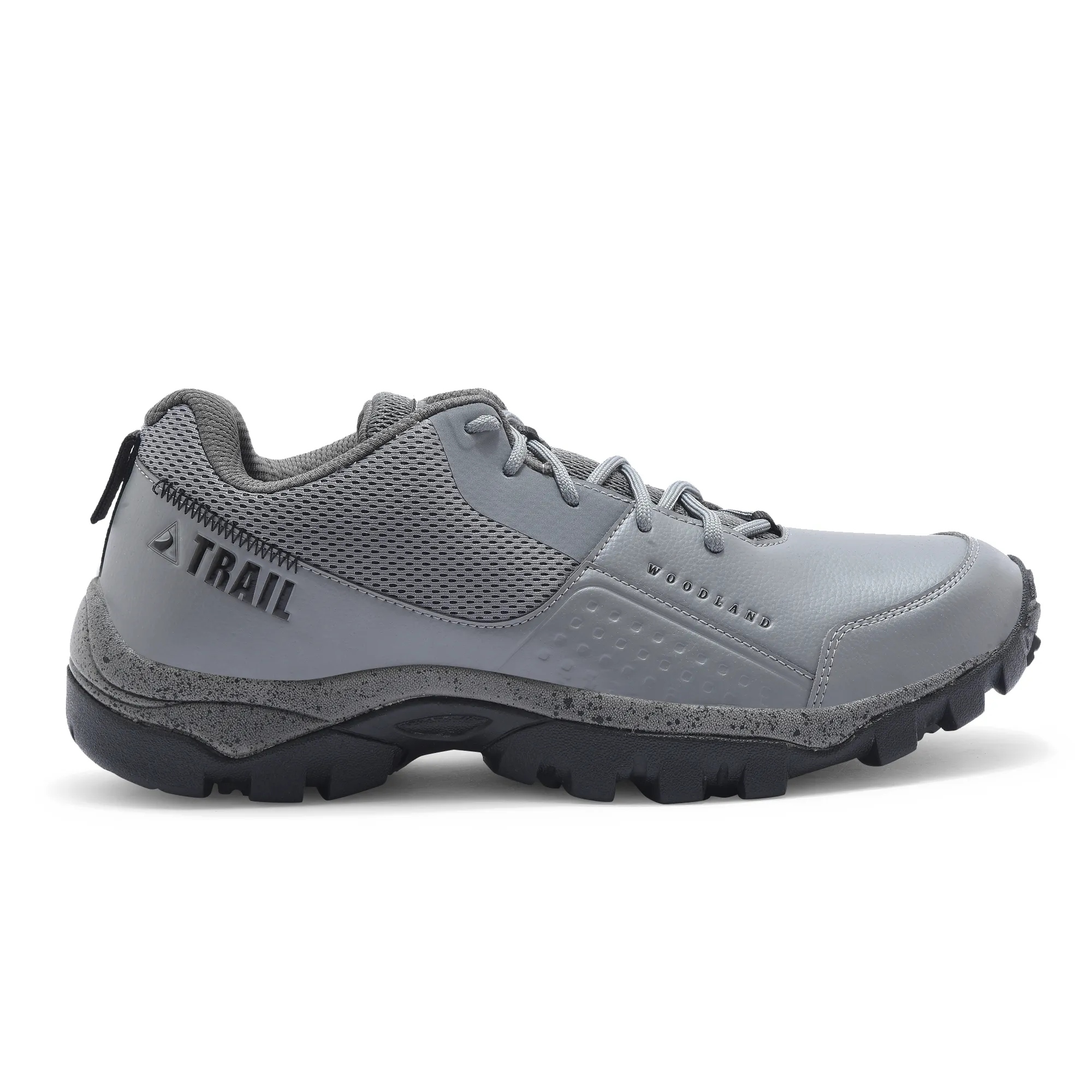 Woodland Dark Grey Mesh PU Hiking Shoes - Image 1
