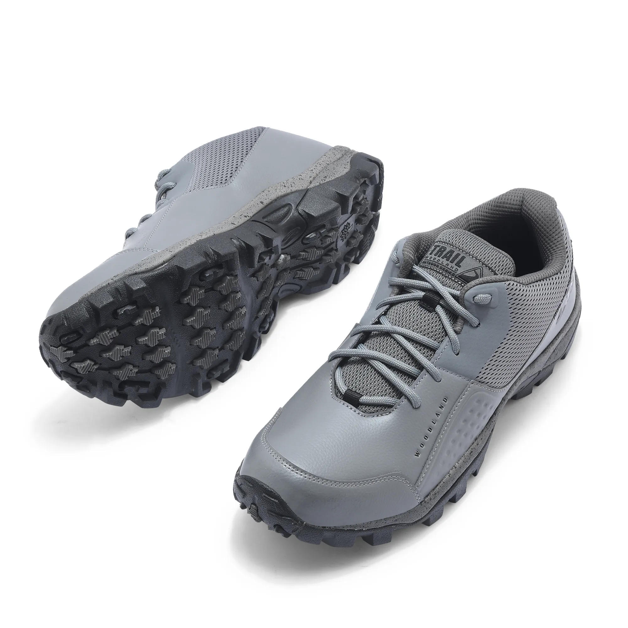 Woodland Dark Grey Mesh PU Hiking Shoes - Thumbnail 5