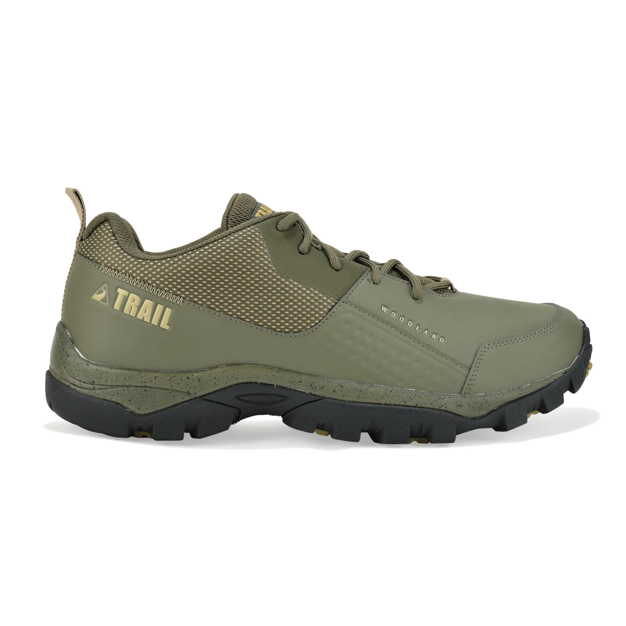 Woodland Olive Mesh PU Hiking Shoes - Thumbnail 2