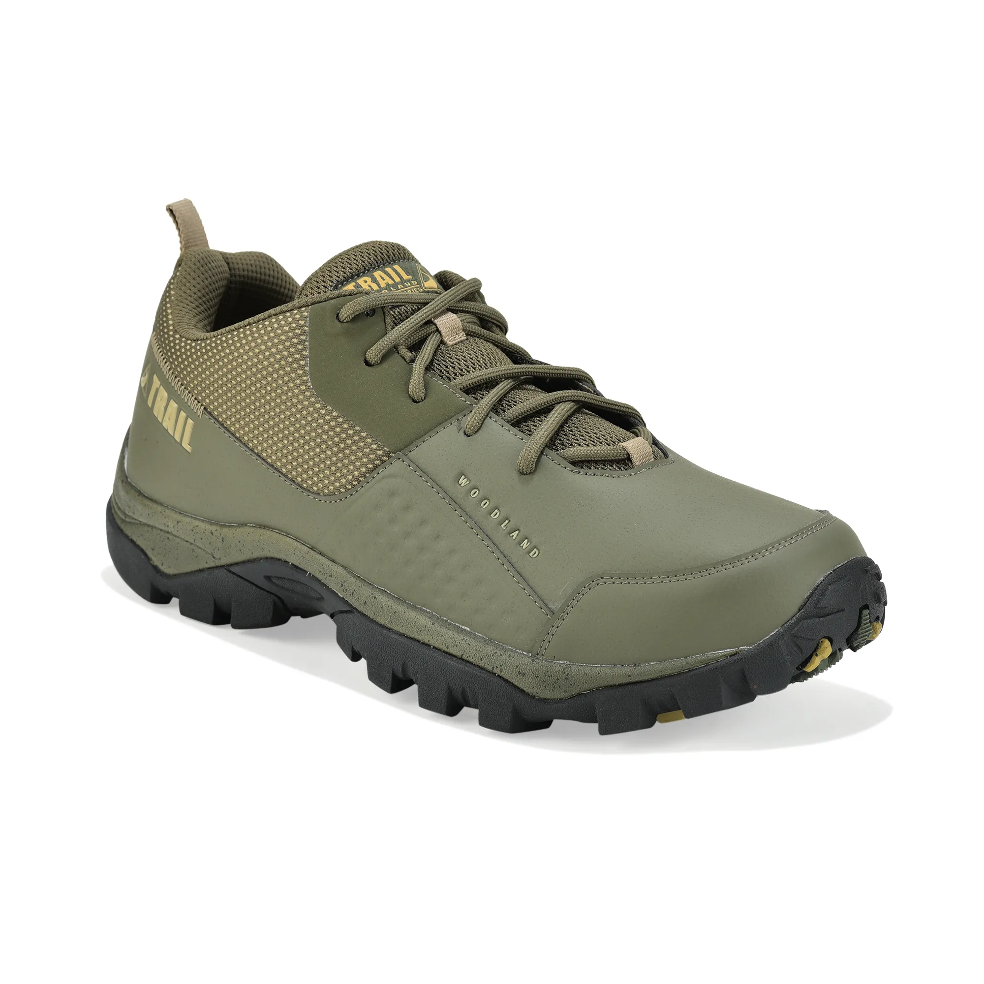 Woodland Olive Mesh PU Hiking Shoes - Thumbnail 3
