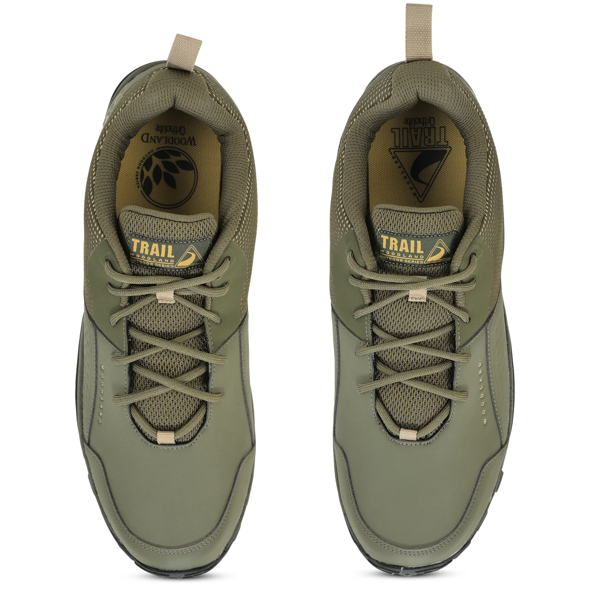Woodland Olive Mesh PU Hiking Shoes - Thumbnail 5