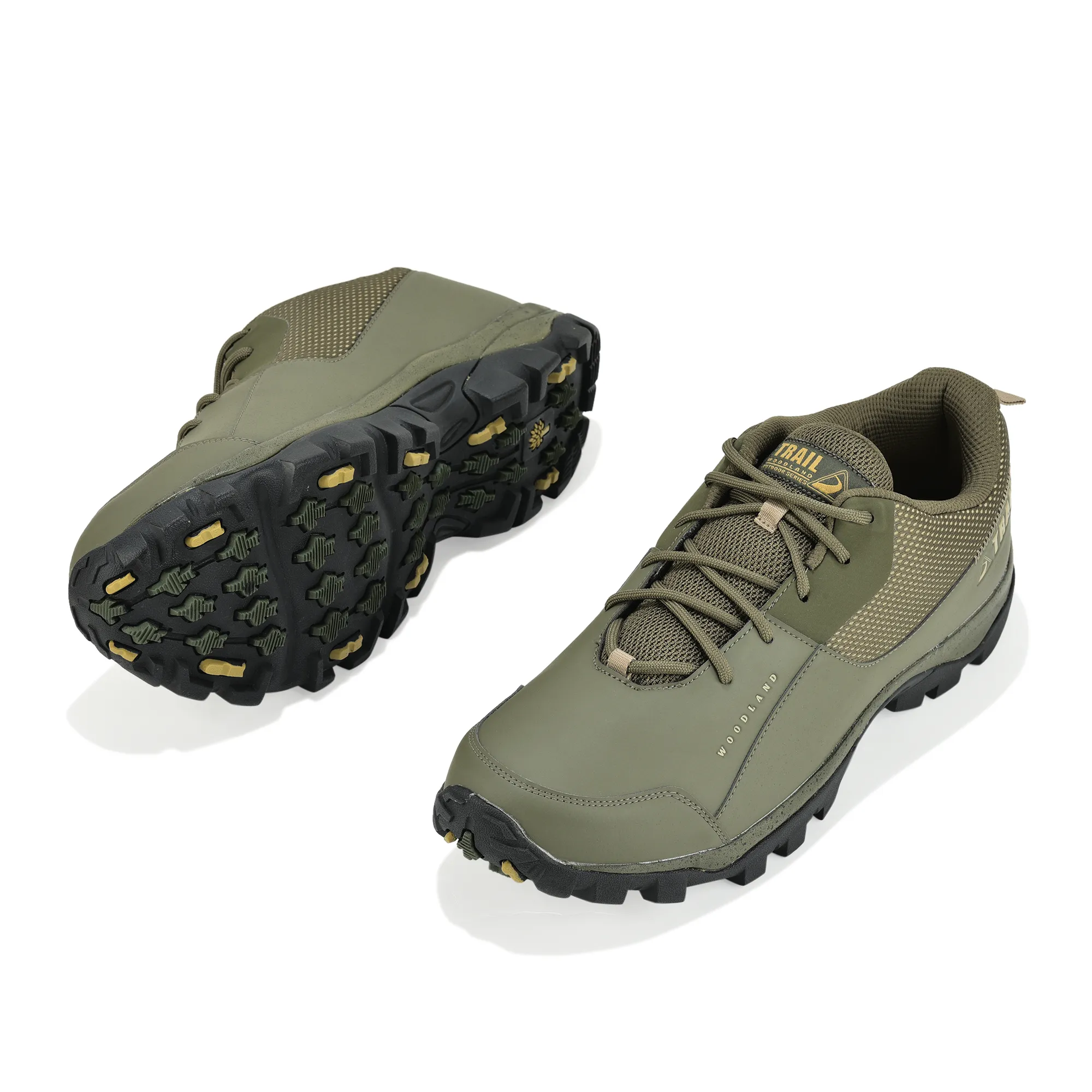 Woodland Olive Mesh PU Hiking Shoes - Thumbnail 6