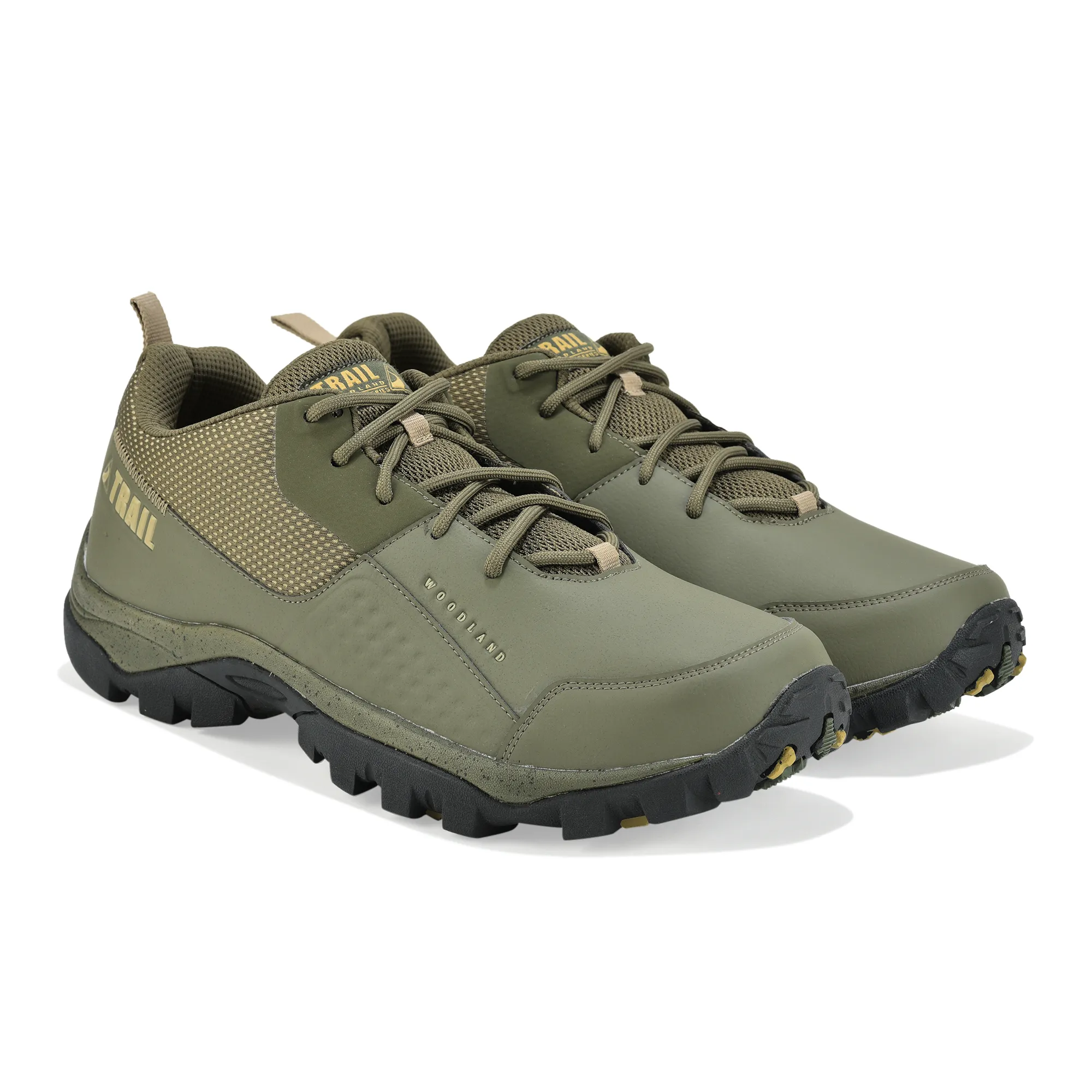 Woodland Olive Mesh PU Hiking Shoes - Thumbnail 8