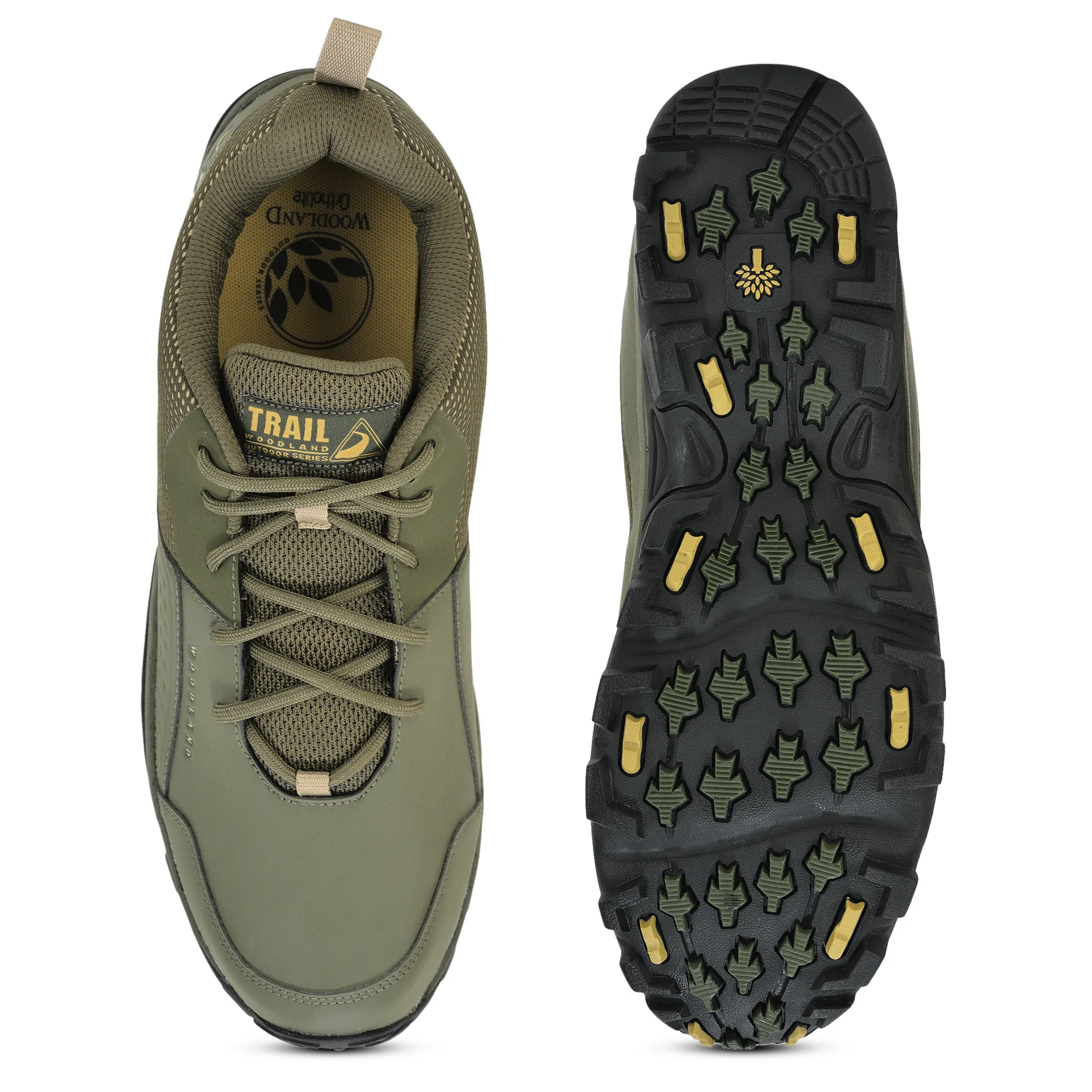 Woodland Olive Mesh PU Hiking Shoes - Thumbnail 9