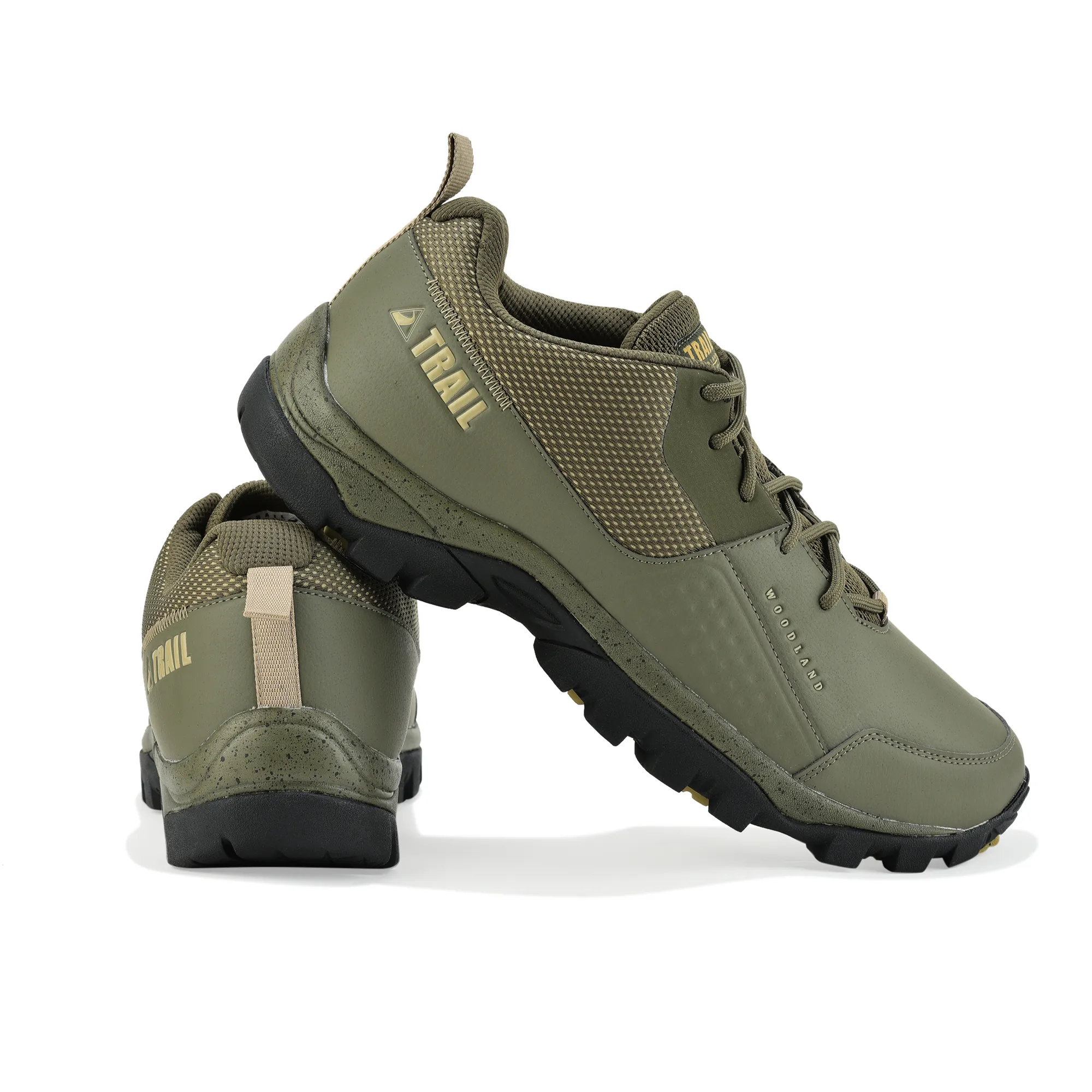 Woodland Olive Mesh PU Hiking Shoes - Thumbnail 10