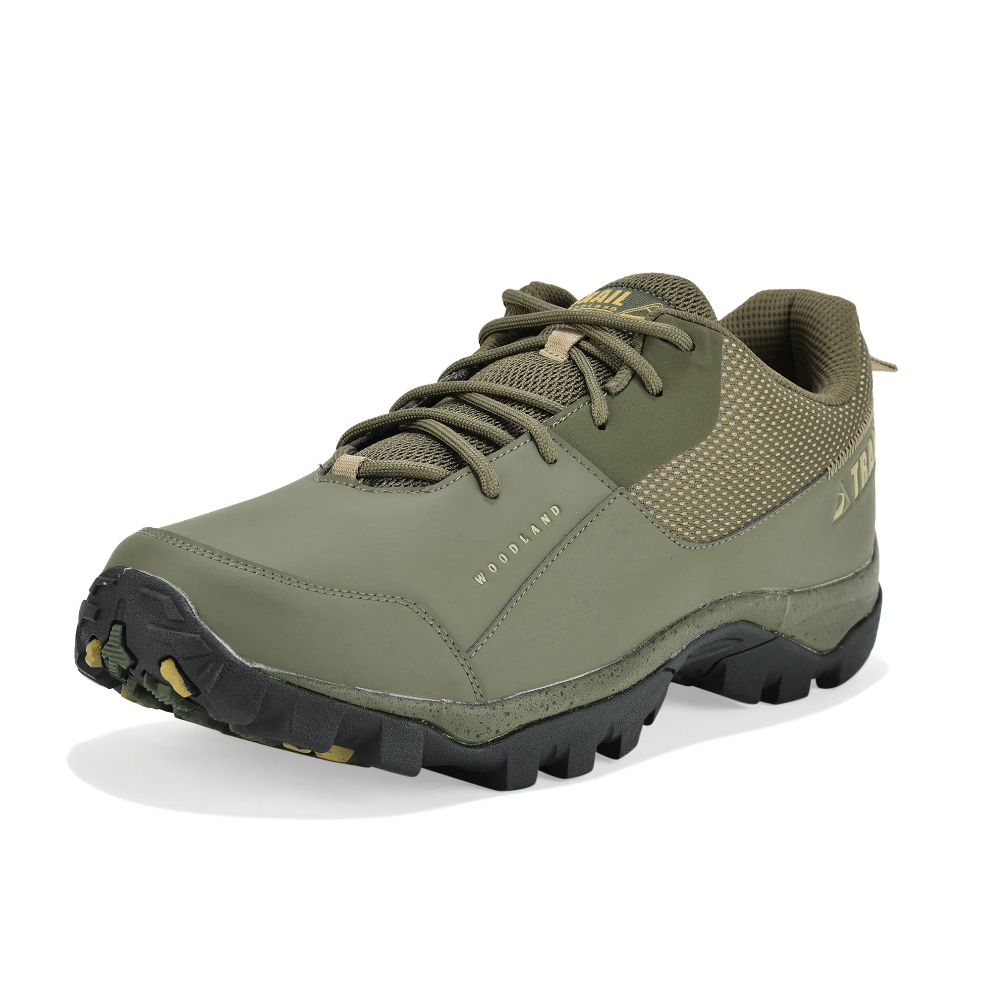 Woodland Olive Mesh PU Hiking Shoes - Thumbnail 11