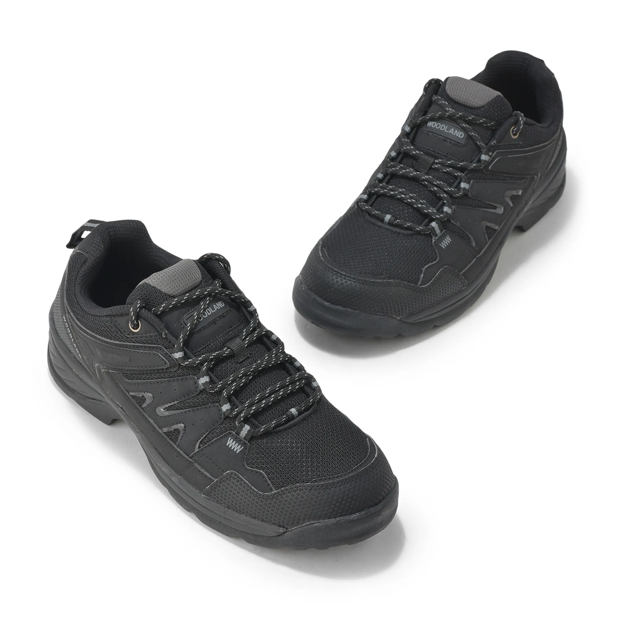 Mesh Pu Black Hiking Shoes For Men - Thumbnail 4