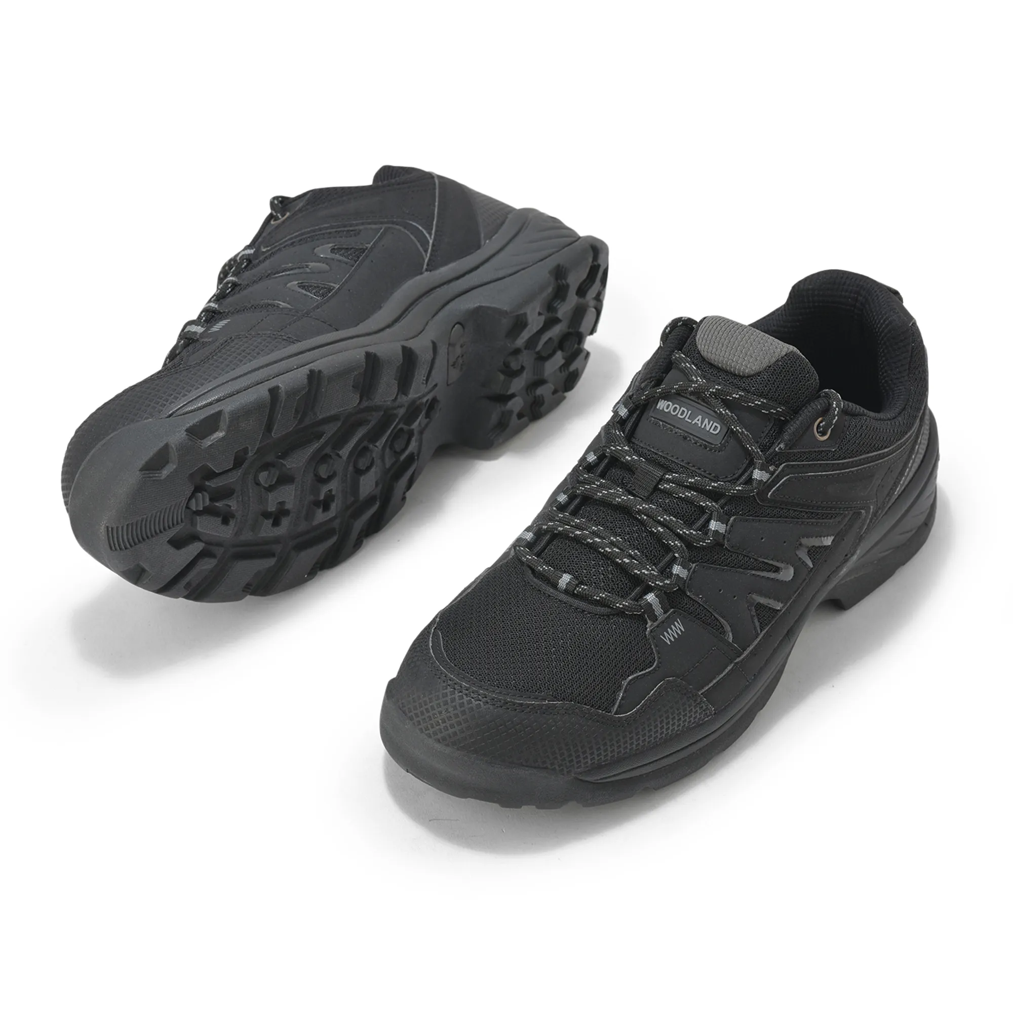 Mesh Pu Black Hiking Shoes For Men - Thumbnail 6