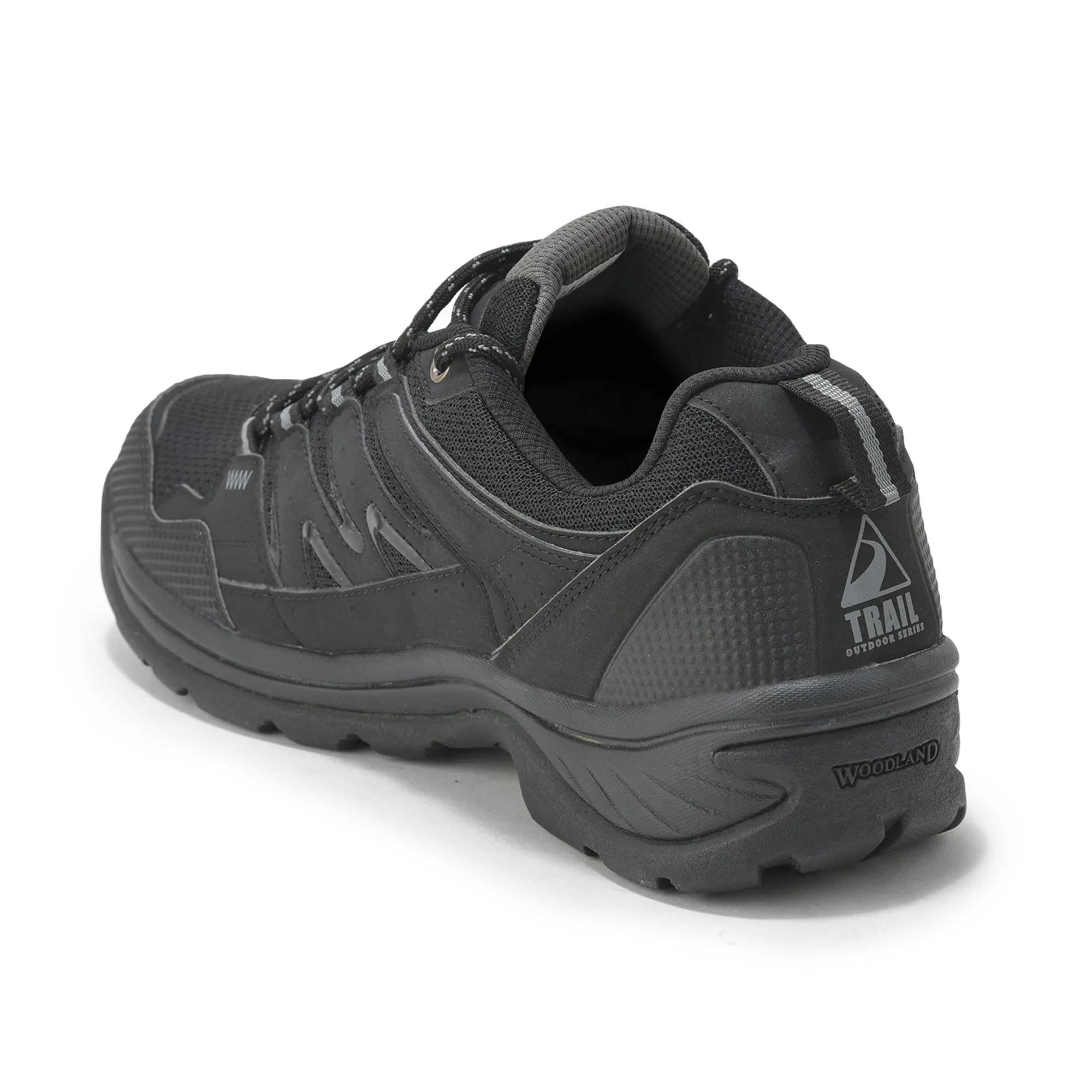 Mesh Pu Black Hiking Shoes For Men - Thumbnail 7