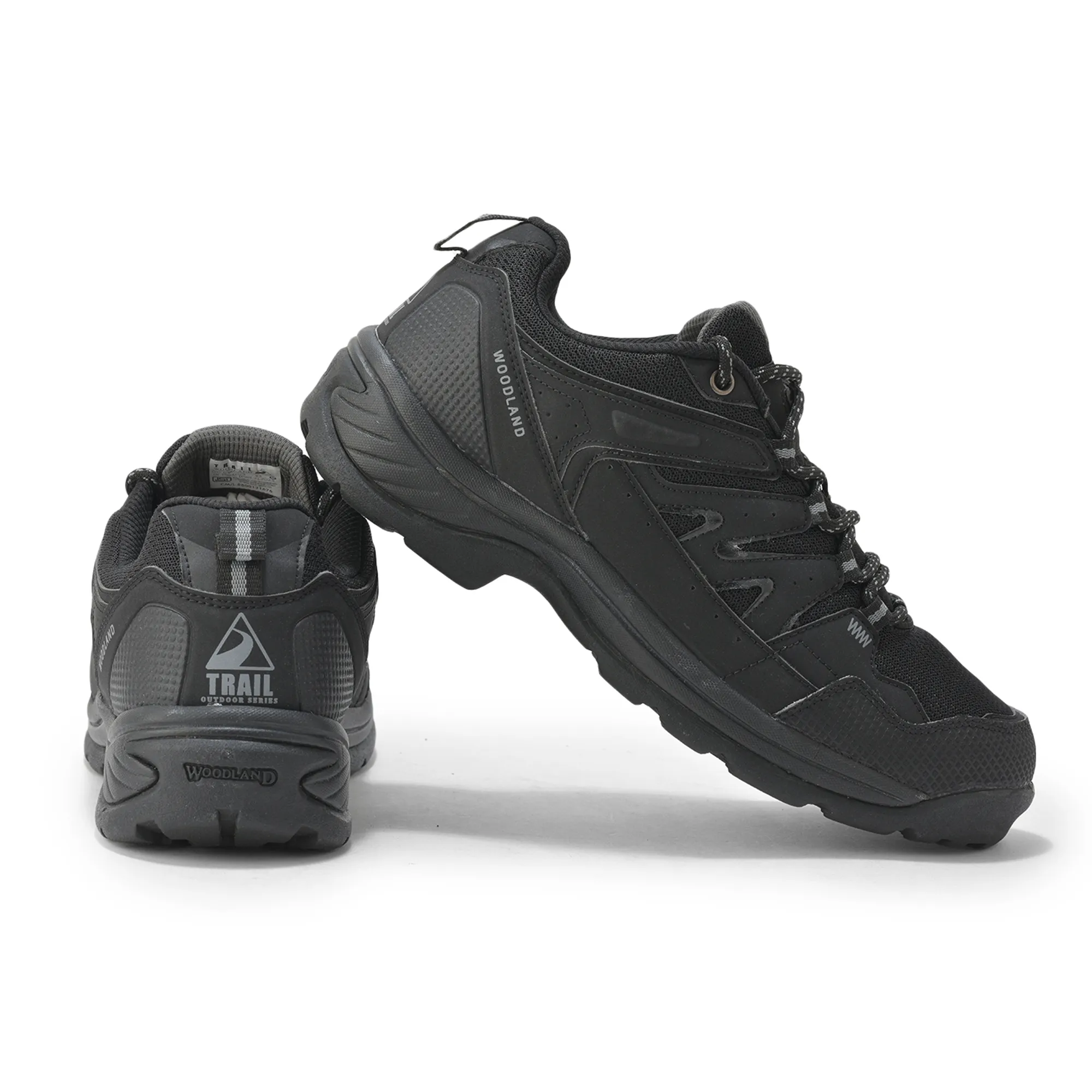 Mesh Pu Black Hiking Shoes For Men - Thumbnail 10