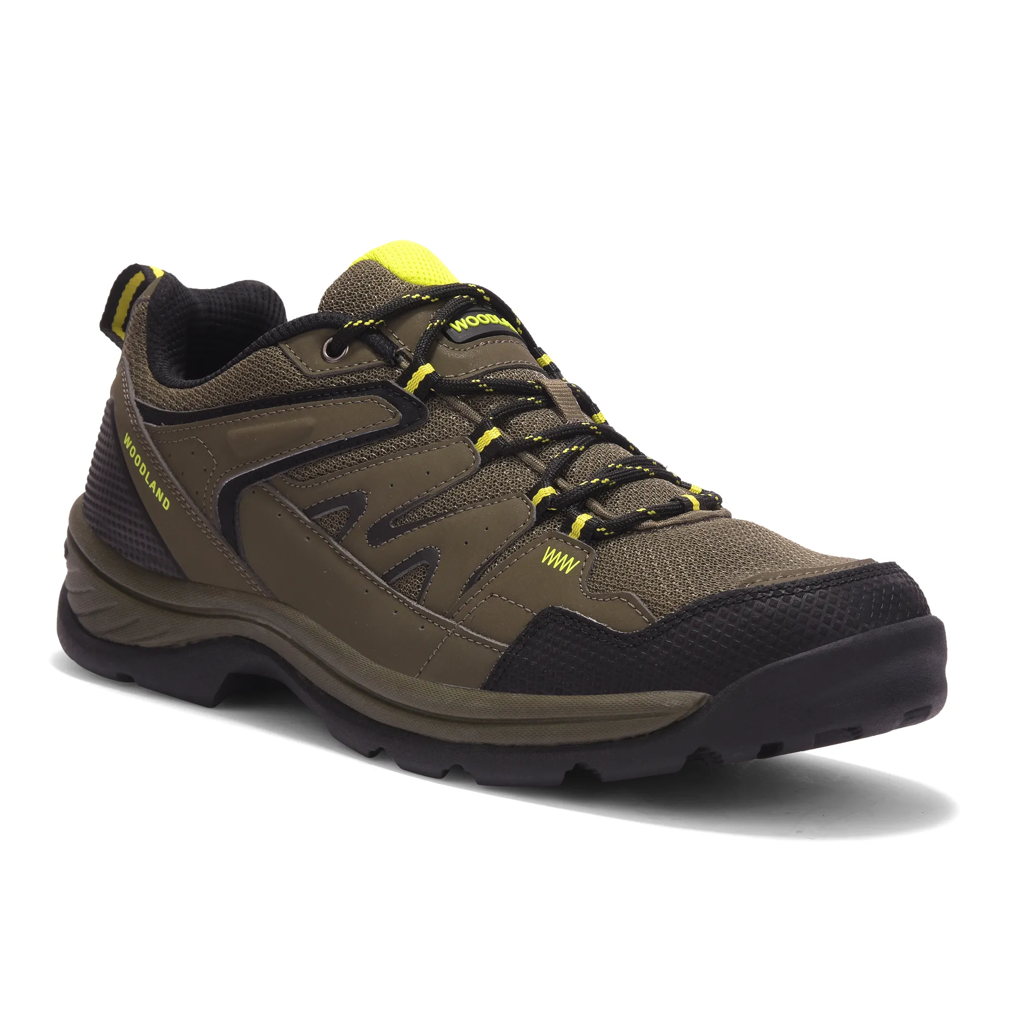 Mesh Pu Olive Hiking Shoes For Men - Thumbnail 3