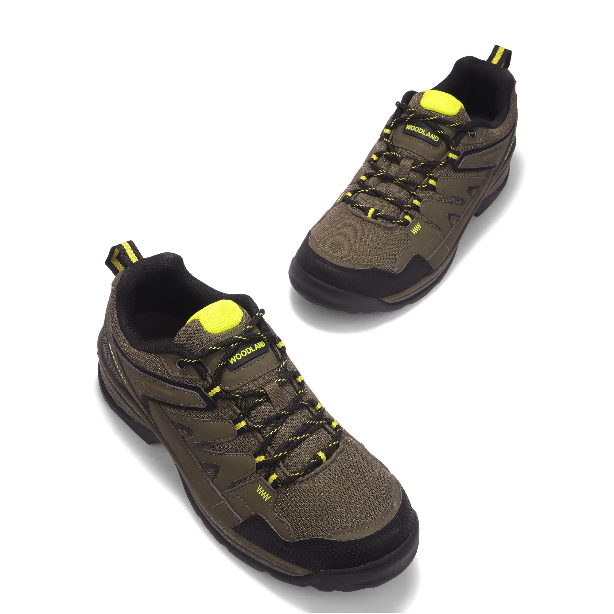 Mesh Pu Olive Hiking Shoes For Men - Thumbnail 4