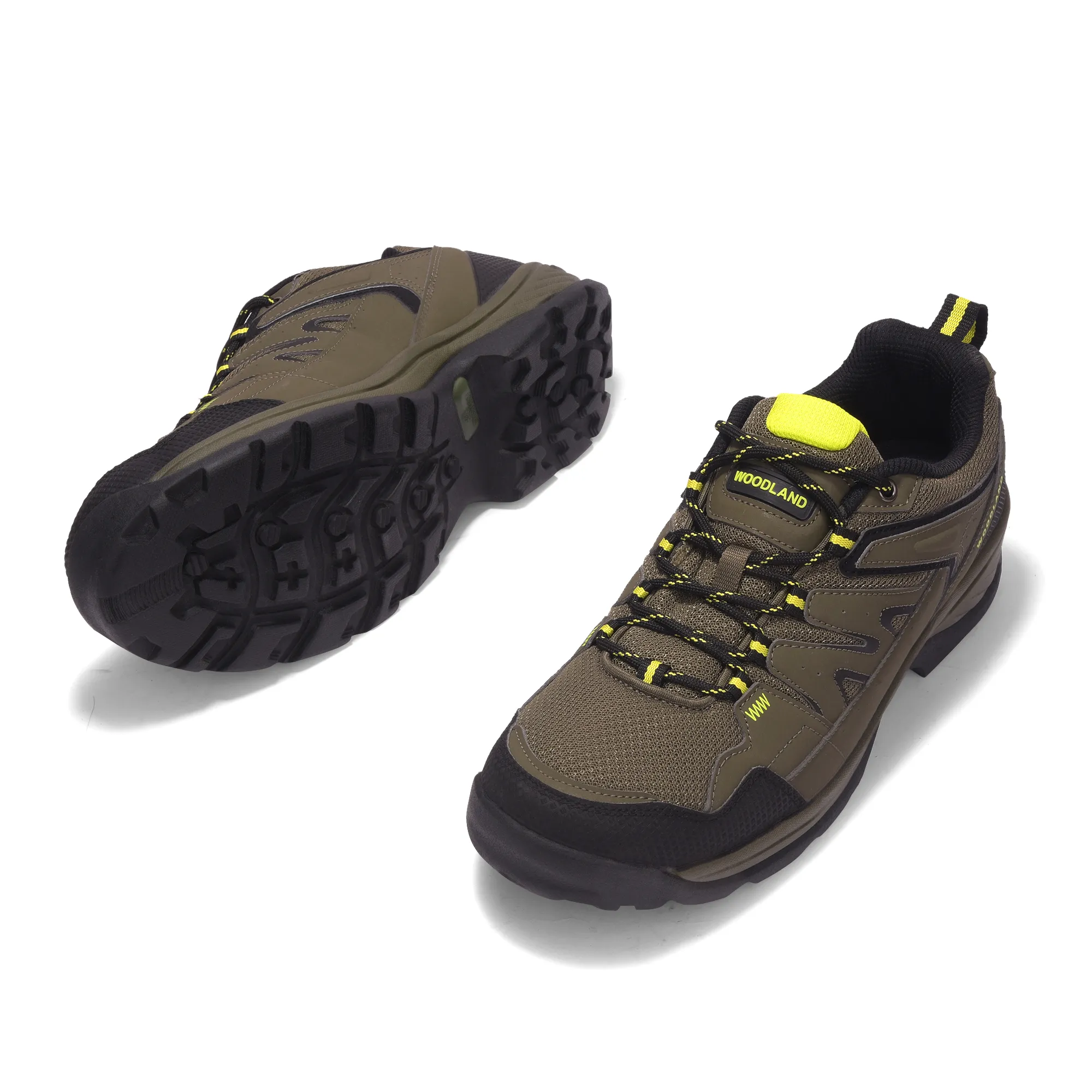 Mesh Pu Olive Hiking Shoes For Men - Thumbnail 6