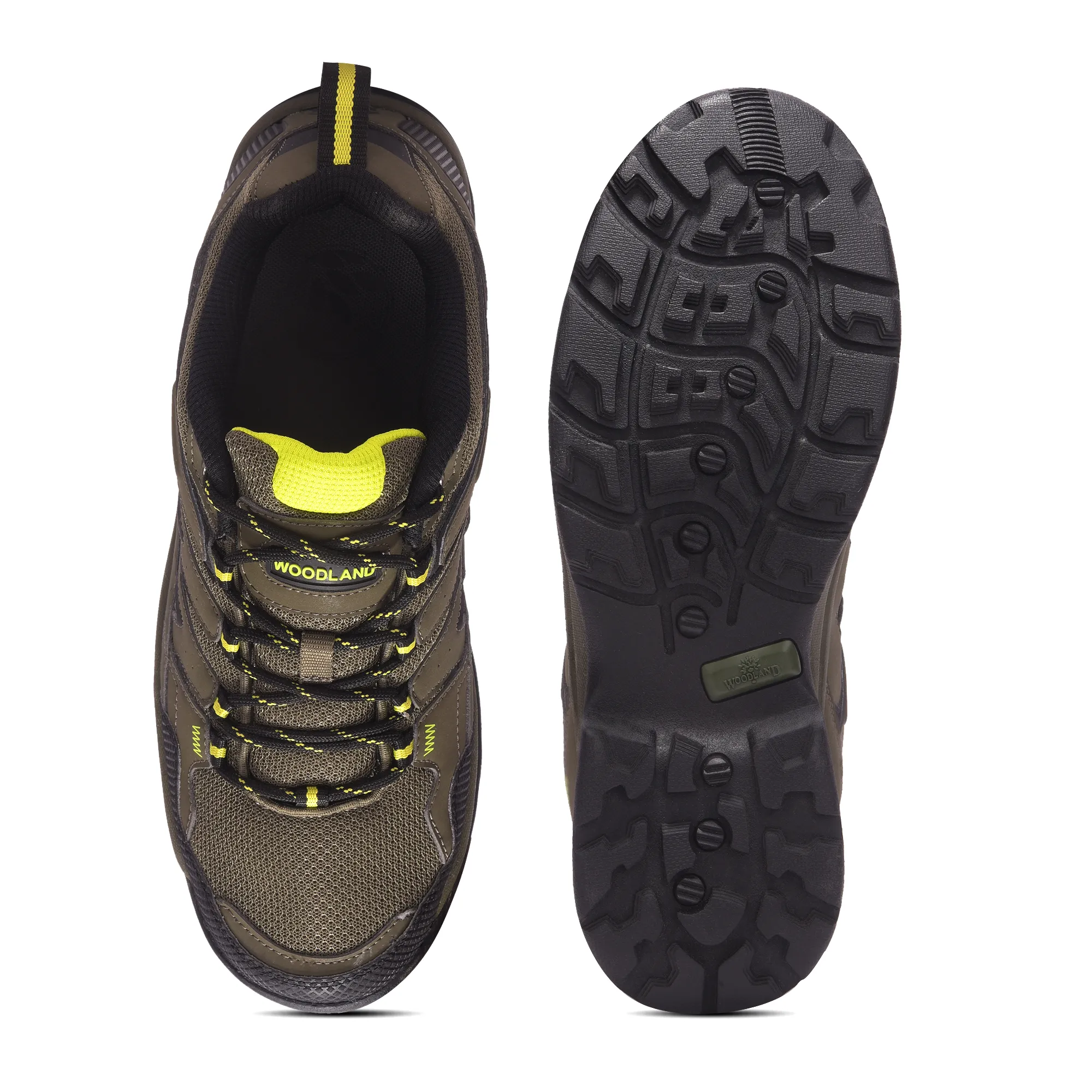 Mesh Pu Olive Hiking Shoes For Men - Thumbnail 9