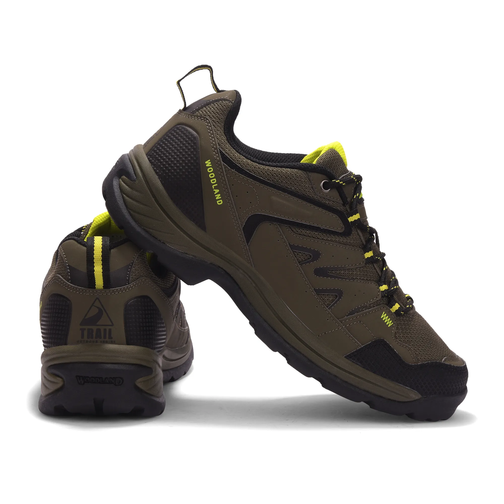 Mesh Pu Olive Hiking Shoes For Men - Thumbnail 10