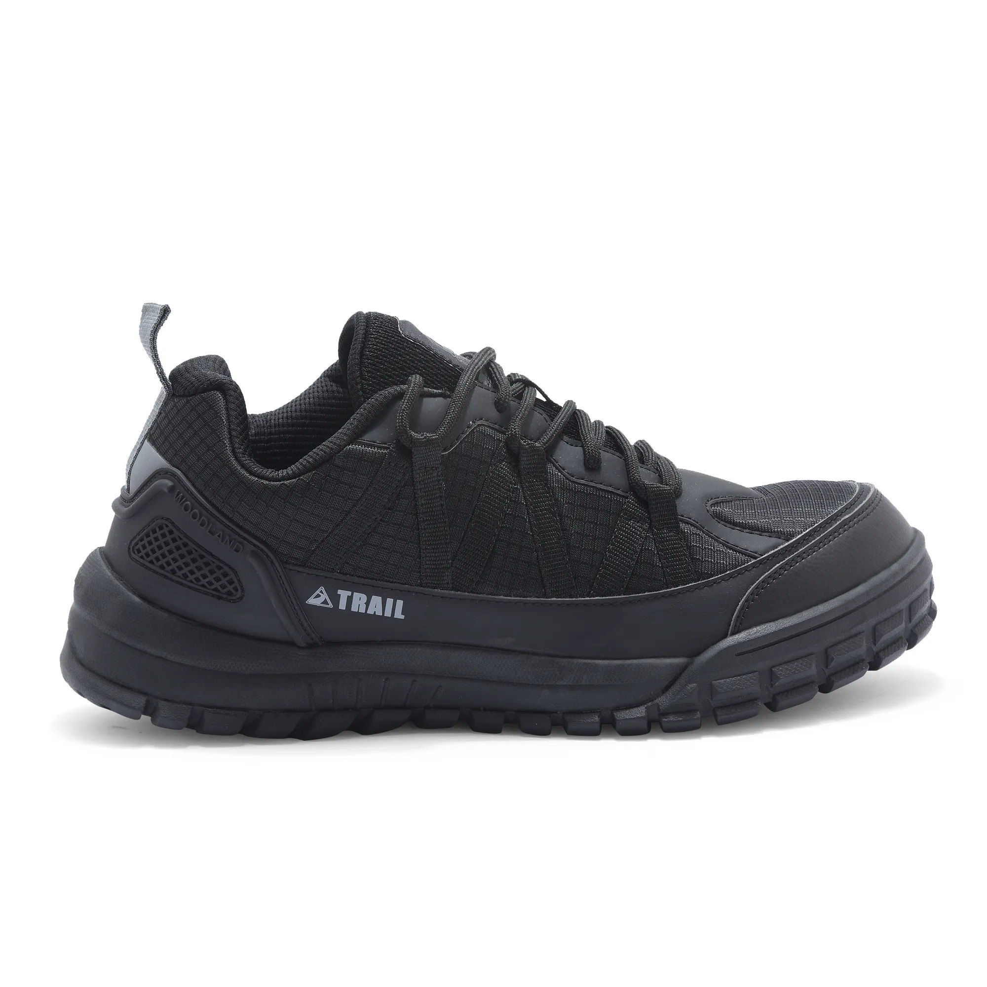 Woodland Men Black Mesh PU Hiking Shoes - Image 1