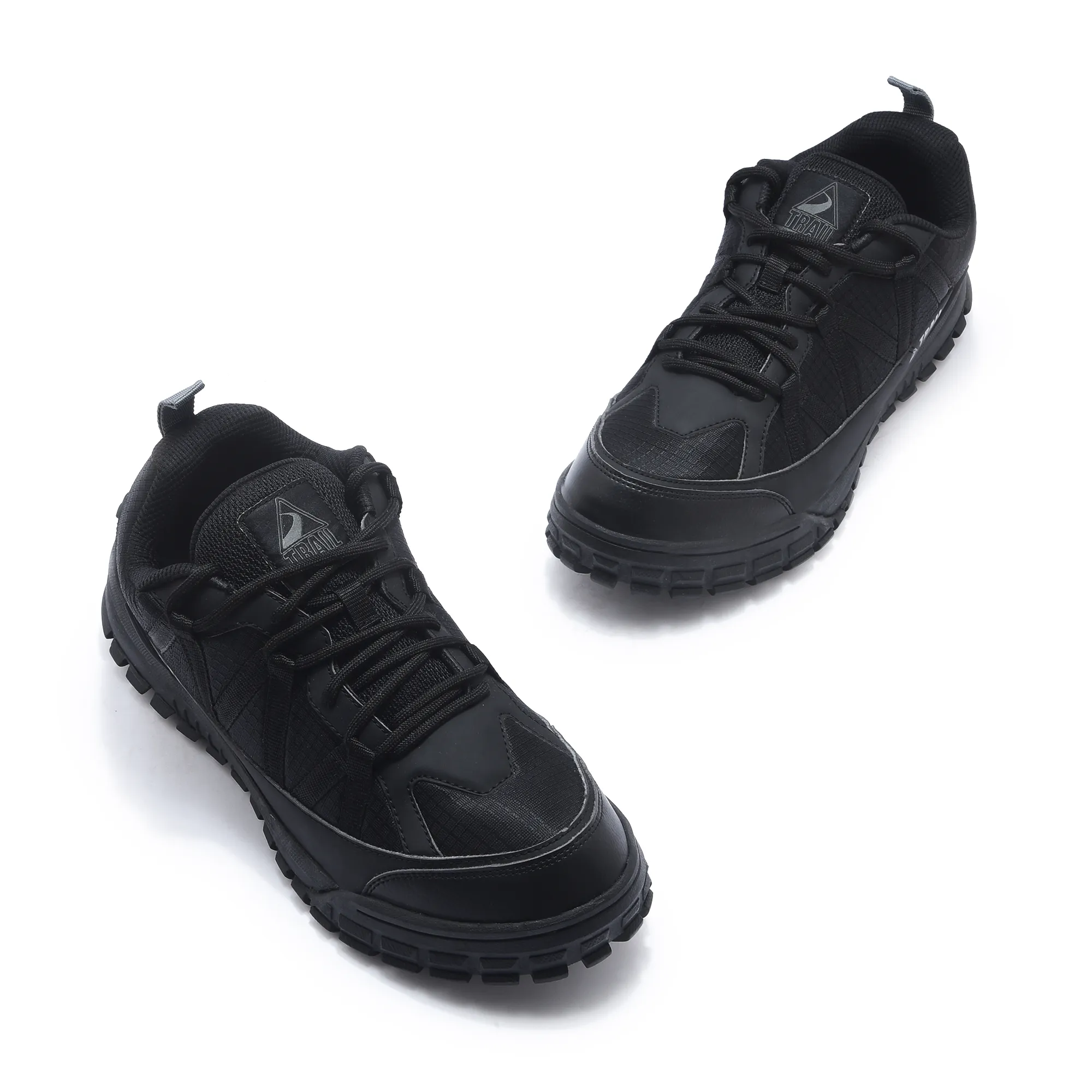 Woodland Men Black Mesh PU Hiking Shoes - Thumbnail 2