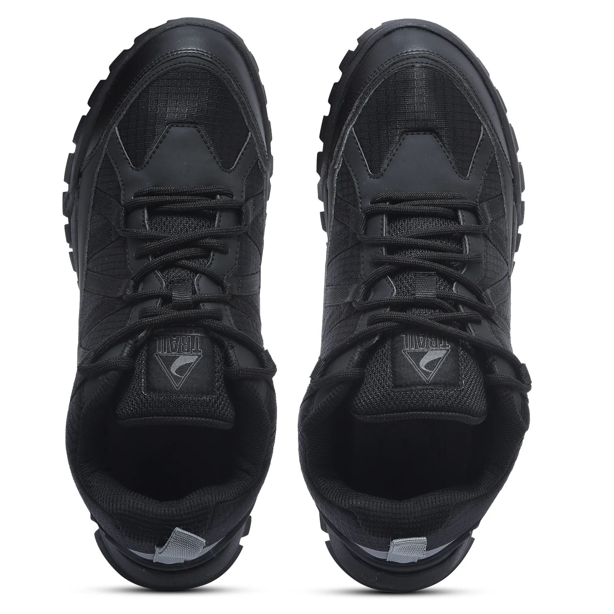 Woodland Men Black Mesh PU Hiking Shoes - Thumbnail 4