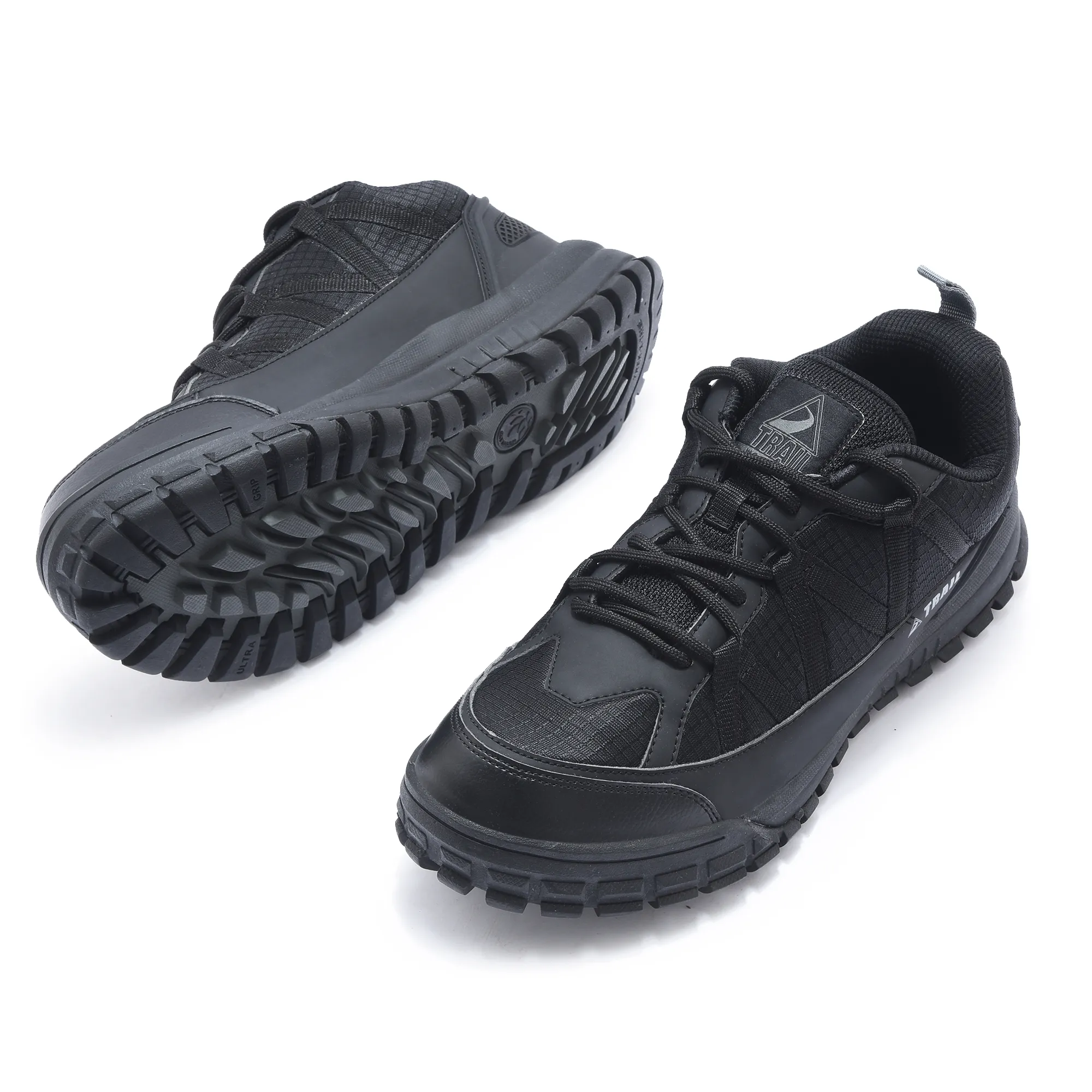Woodland Men Black Mesh PU Hiking Shoes - Thumbnail 5