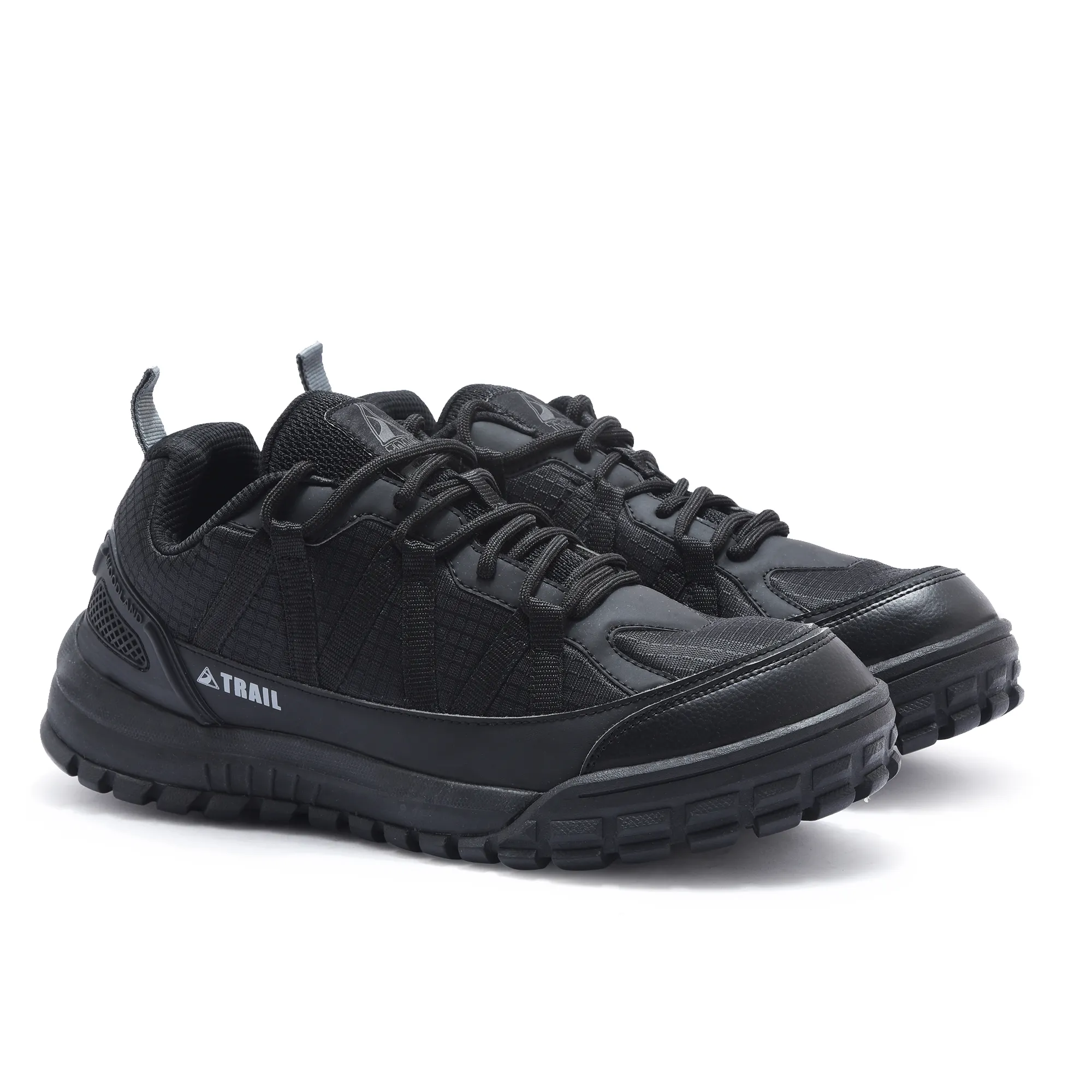 Woodland Men Black Mesh PU Hiking Shoes - Thumbnail 7