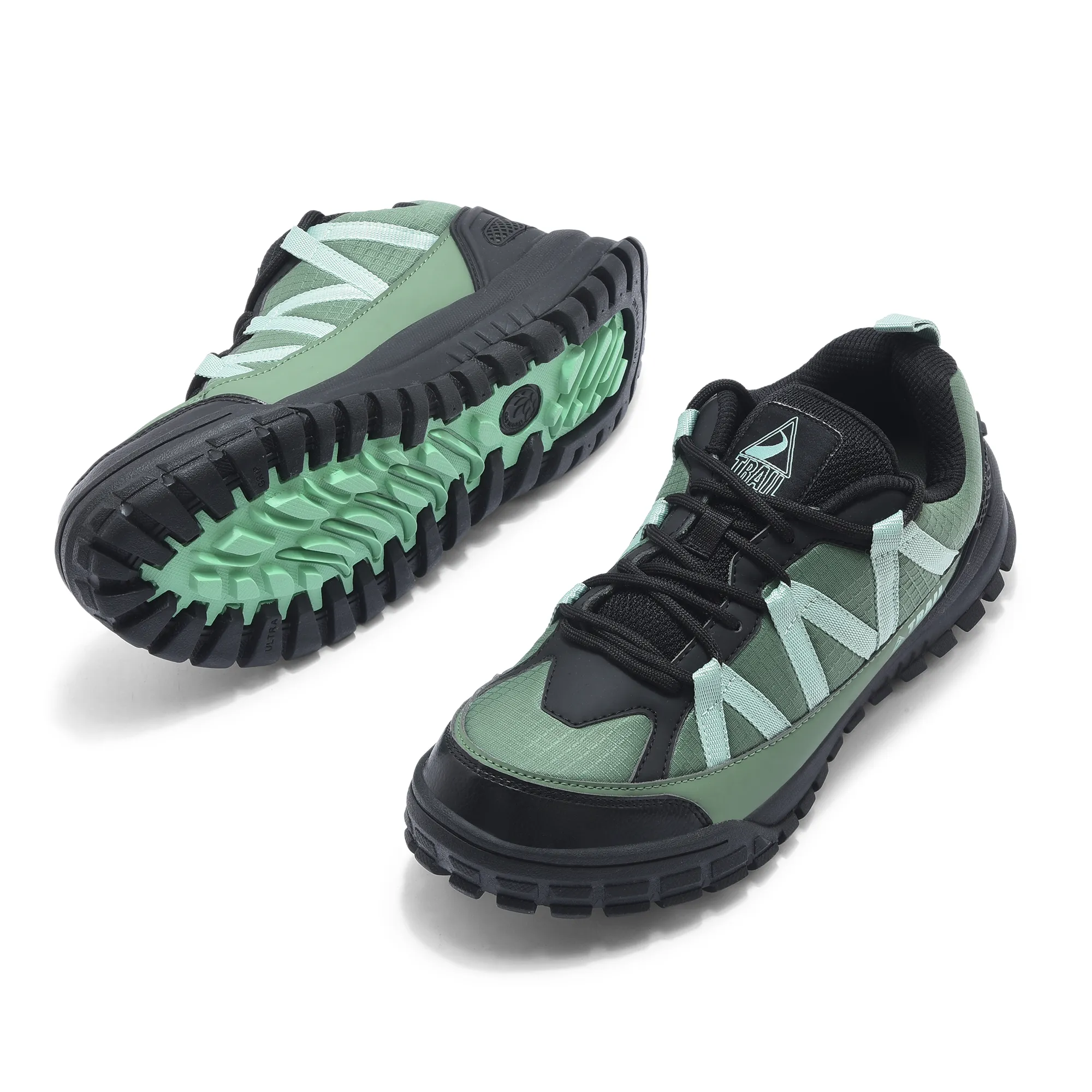 Woodland Men Olive Mesh PU Hiking Shoes - Thumbnail 5