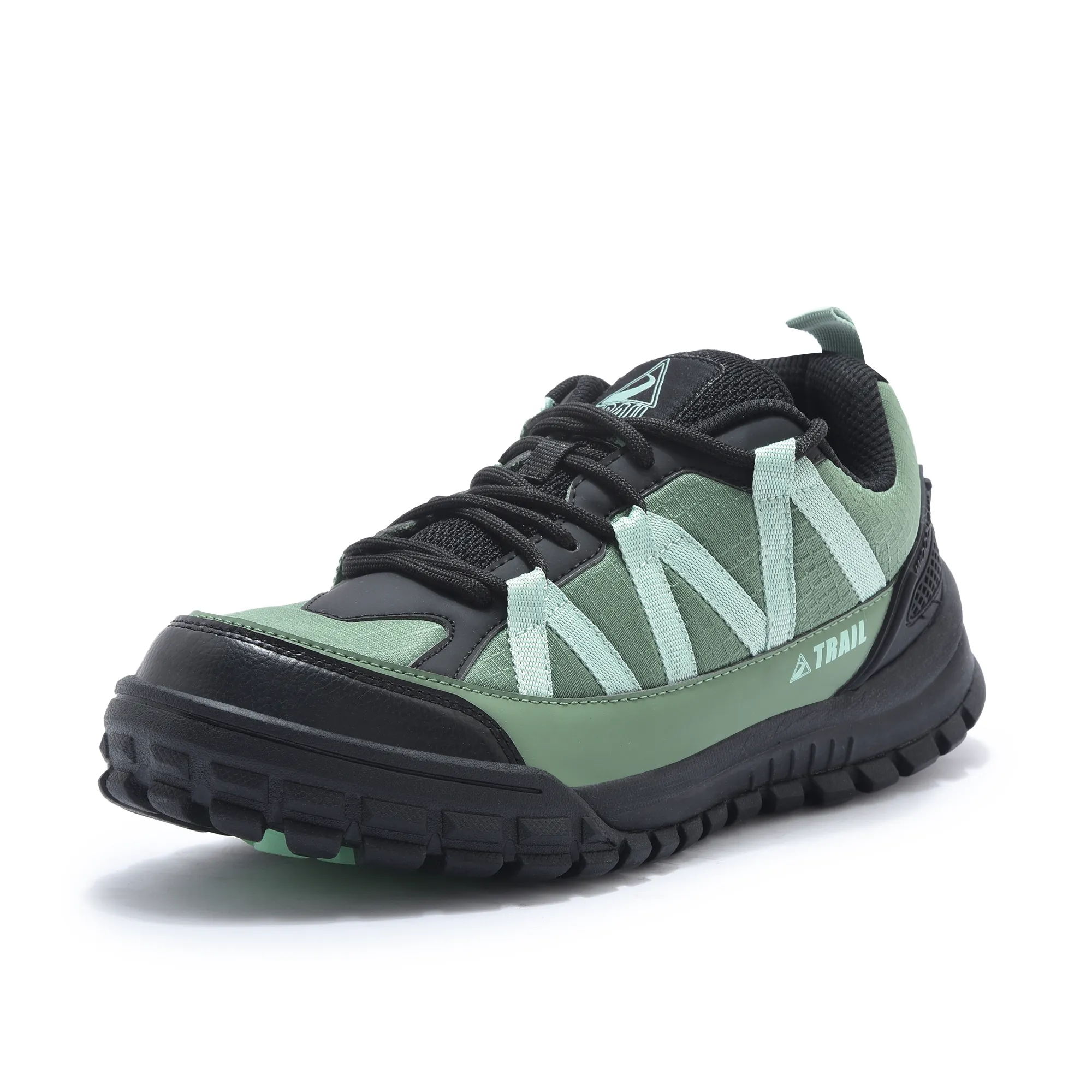 Woodland Men Olive Mesh PU Hiking Shoes - Thumbnail 11