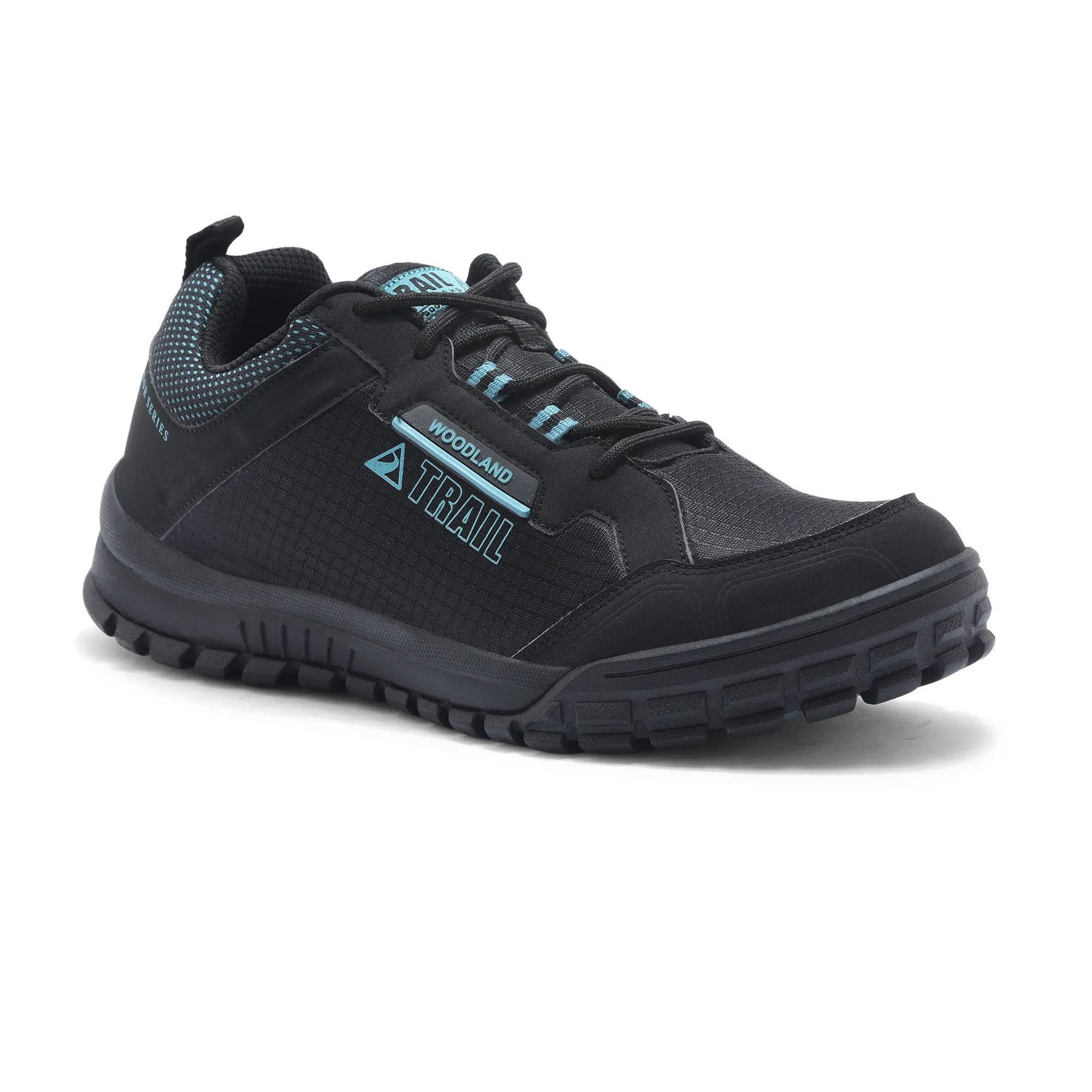 Woodland Men Black Mesh PU Hiking Shoes - Thumbnail 3
