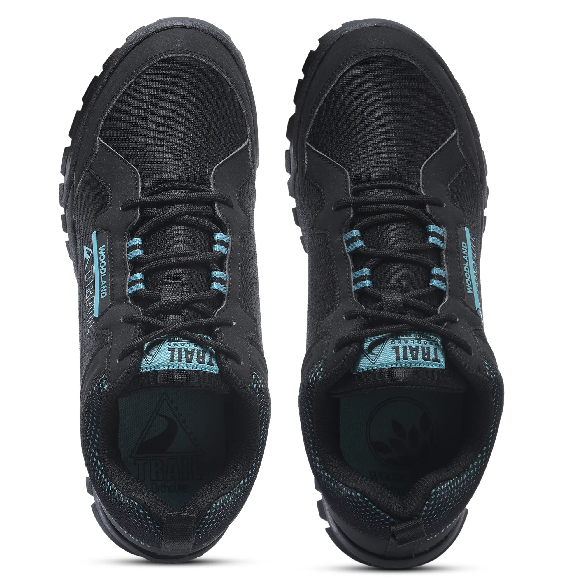 Woodland Men Black Mesh PU Hiking Shoes - Thumbnail 4