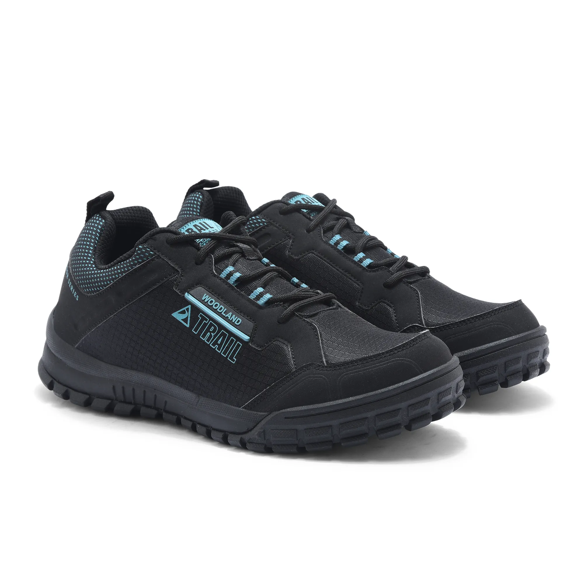 Woodland Men Black Mesh PU Hiking Shoes - Thumbnail 7