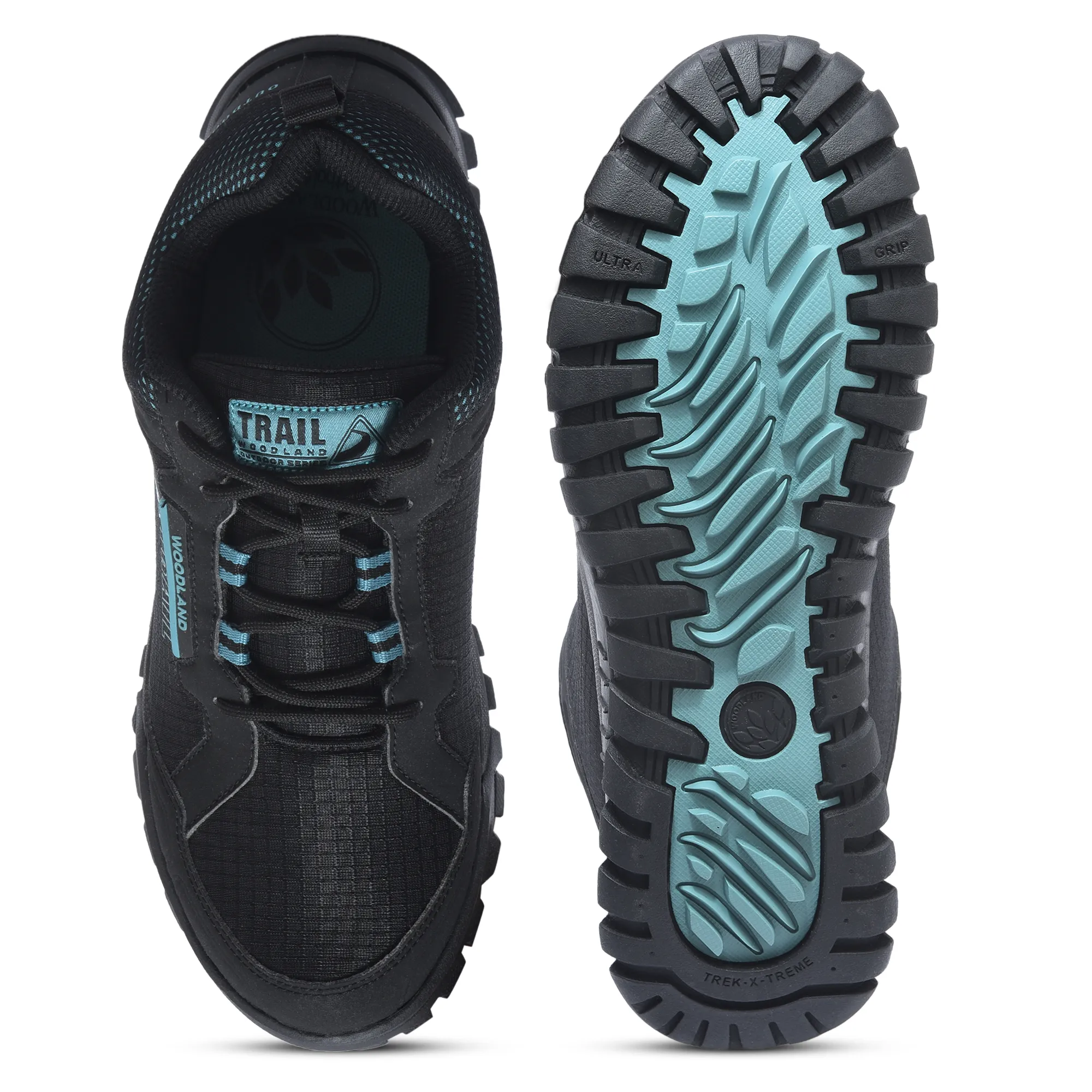 Woodland Men Black Mesh PU Hiking Shoes - Thumbnail 8