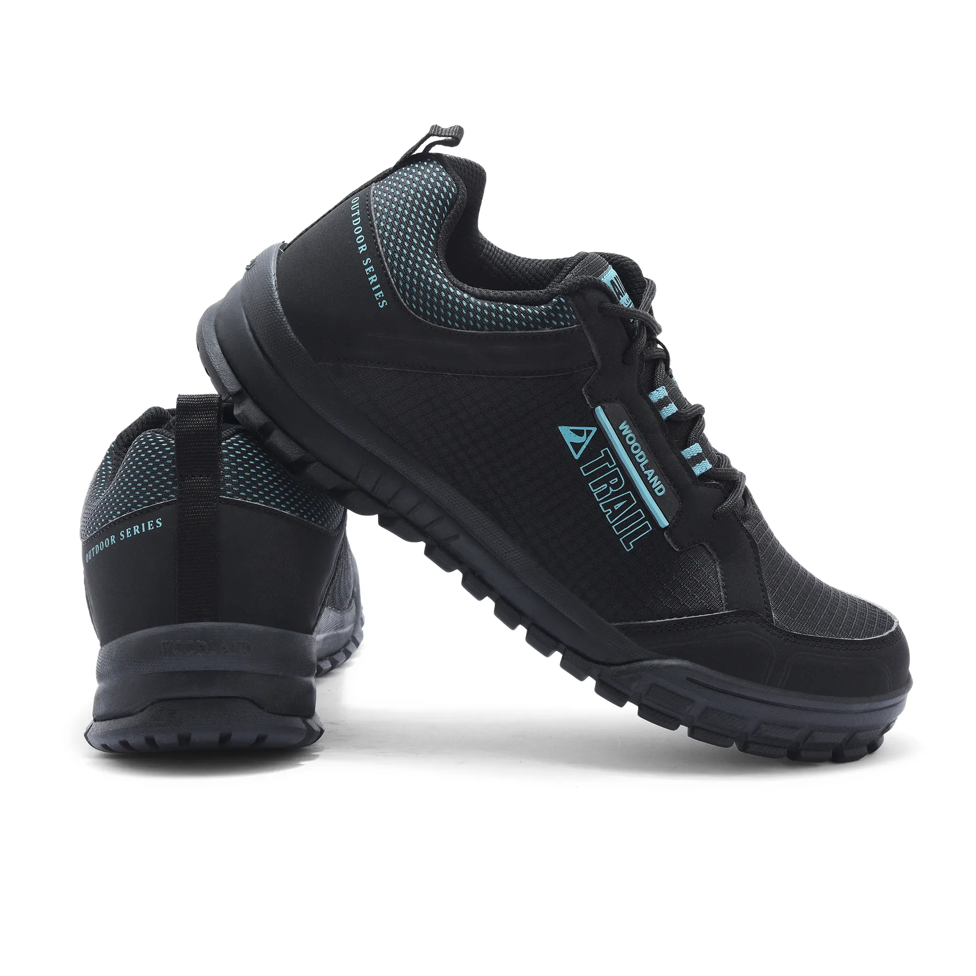 Woodland Men Black Mesh PU Hiking Shoes - Thumbnail 10