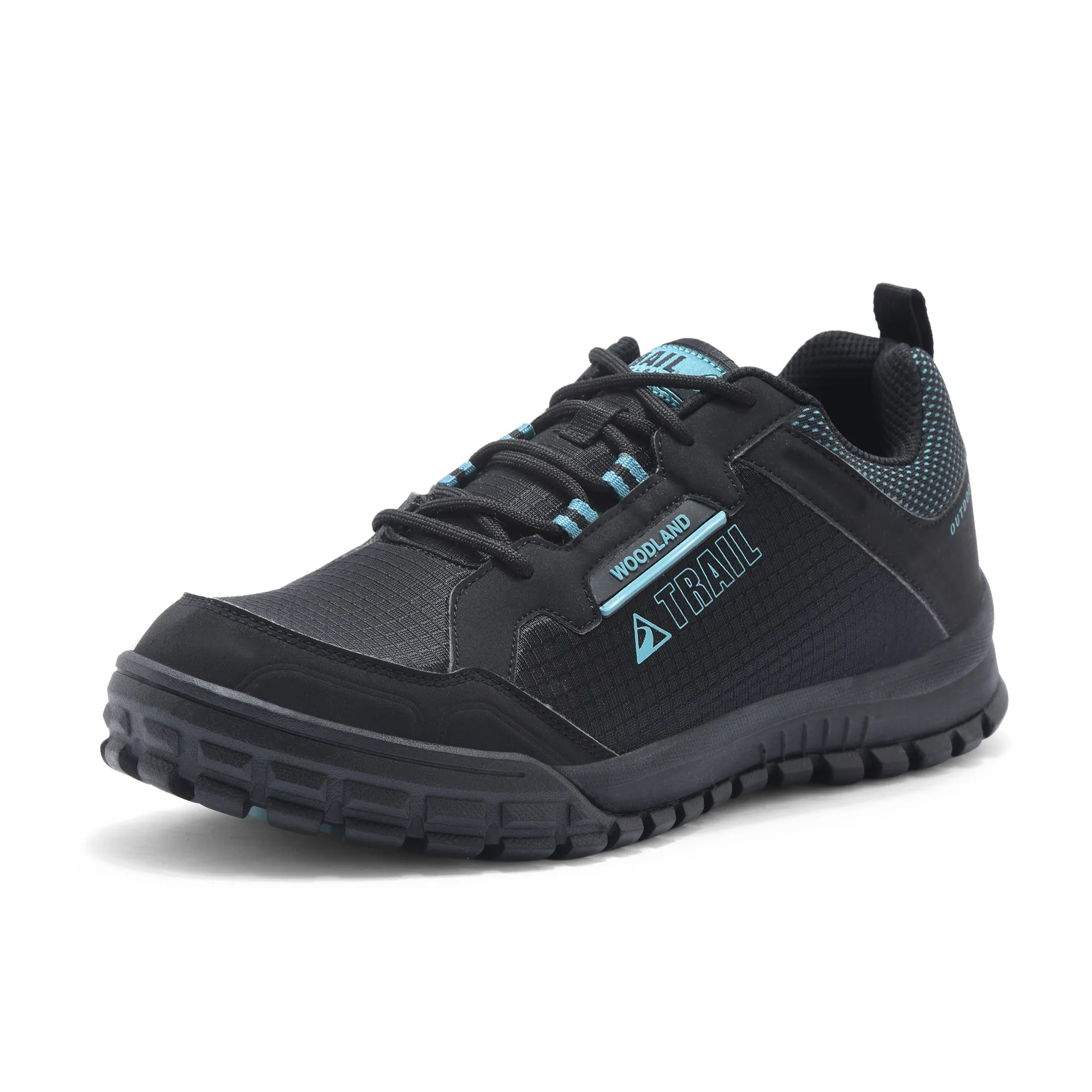 Woodland Men Black Mesh PU Hiking Shoes - Thumbnail 11