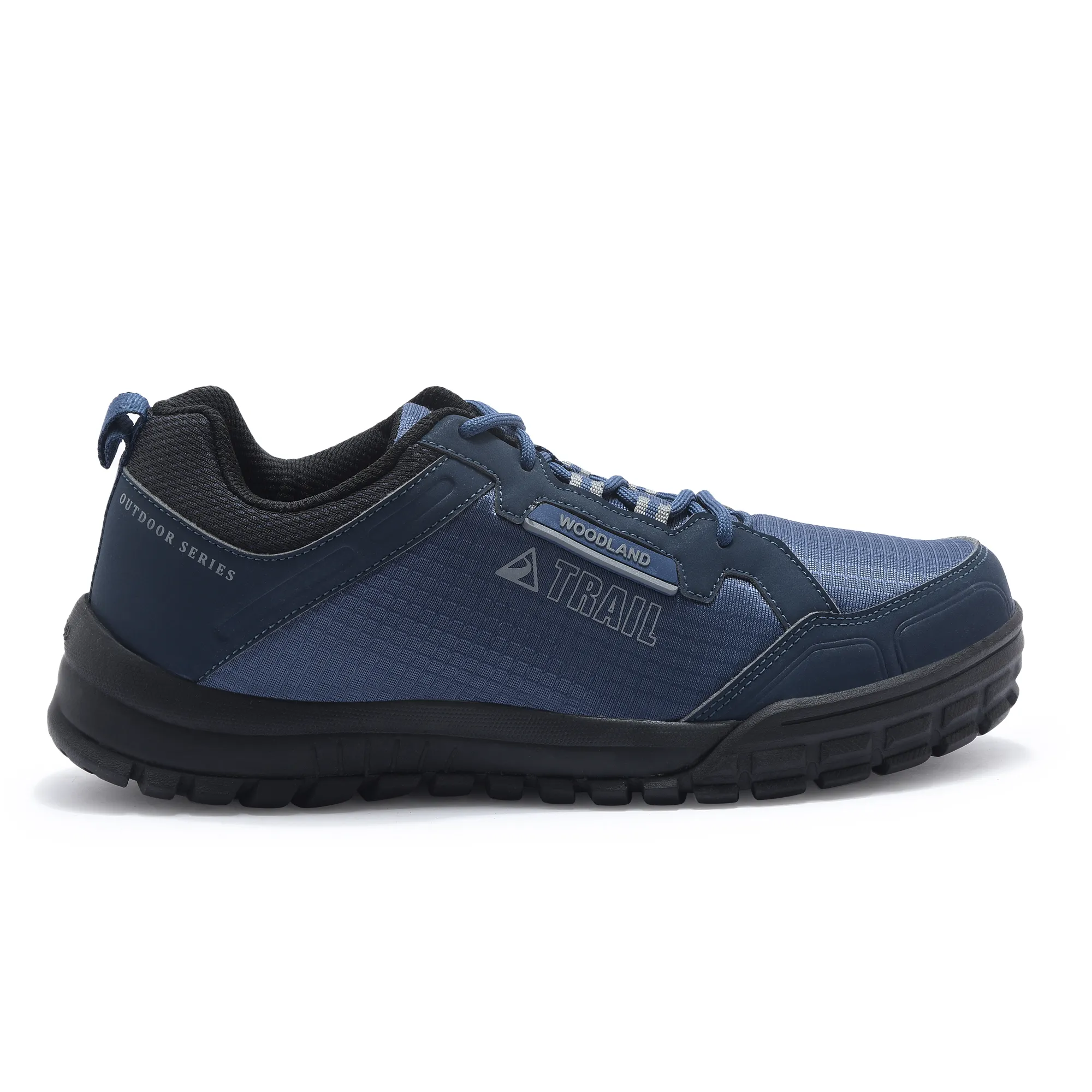 Woodland Men Navy Mesh PU Hiking Shoes - Thumbnail 1