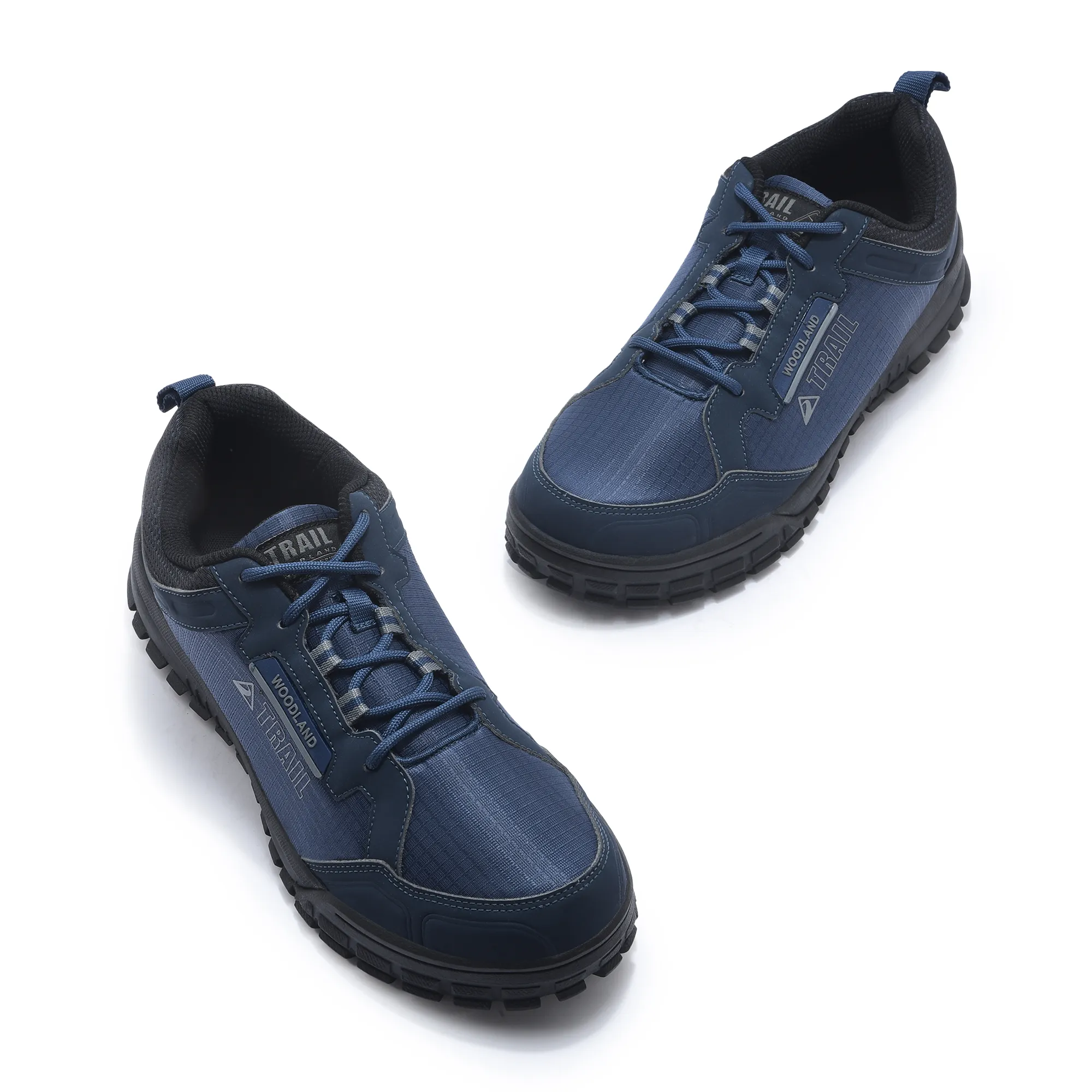 Woodland Men Navy Mesh PU Hiking Shoes - Thumbnail 2