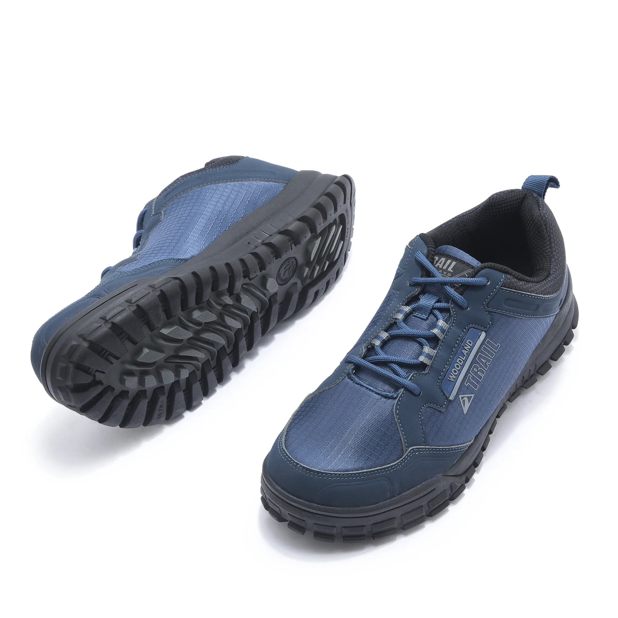 Woodland Men Navy Mesh PU Hiking Shoes - Thumbnail 5