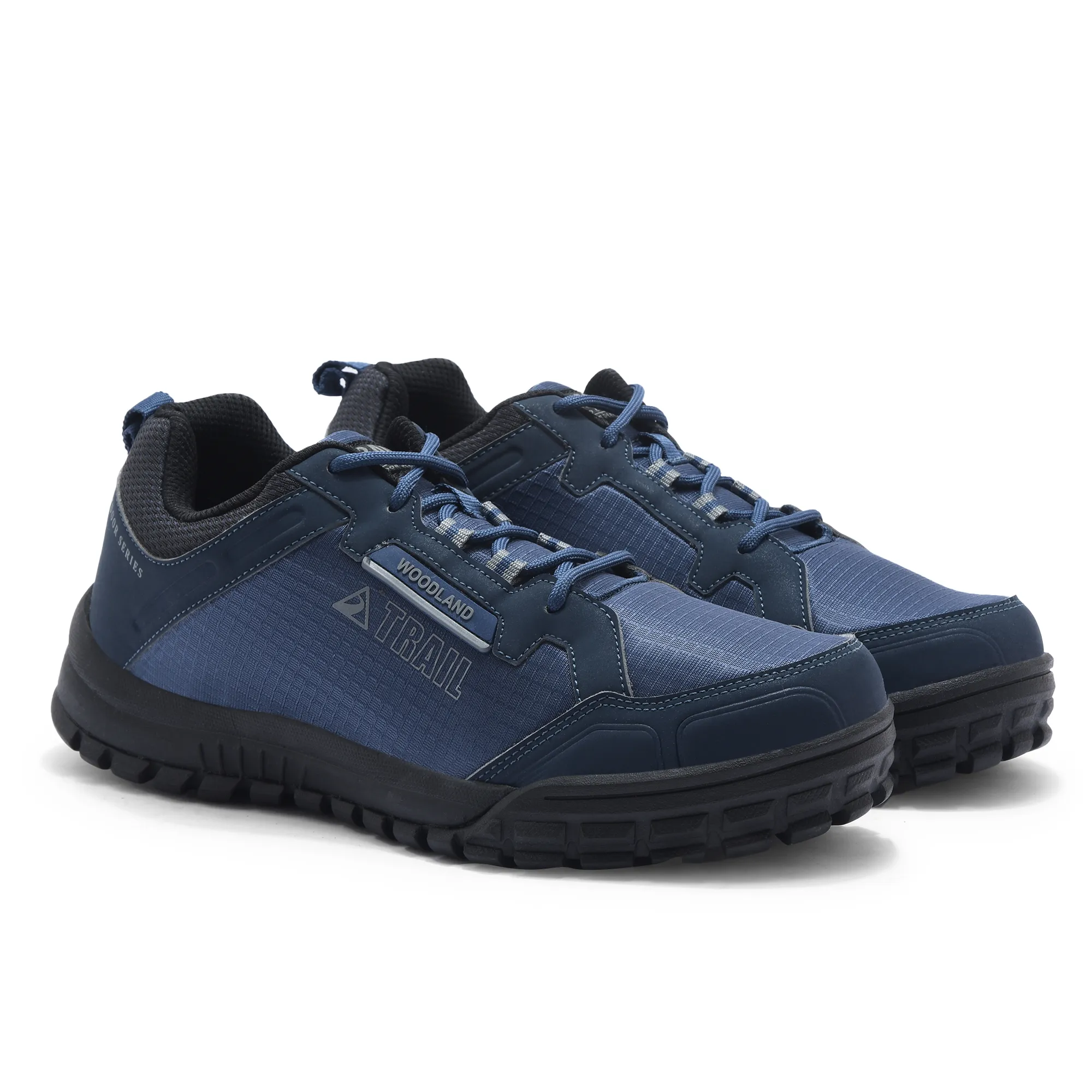 Woodland Men Navy Mesh PU Hiking Shoes - Thumbnail 7