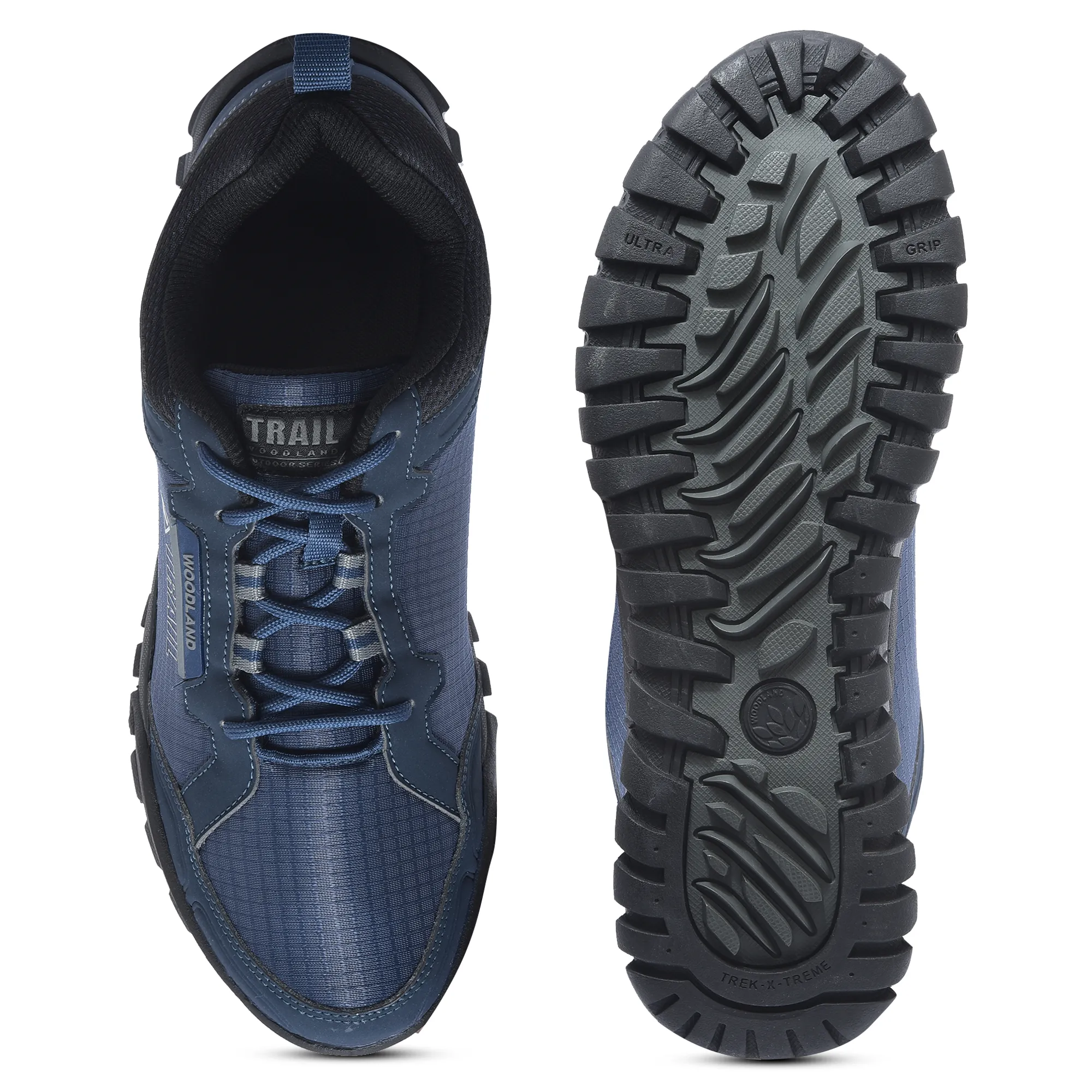 Woodland Men Navy Mesh PU Hiking Shoes - Thumbnail 8