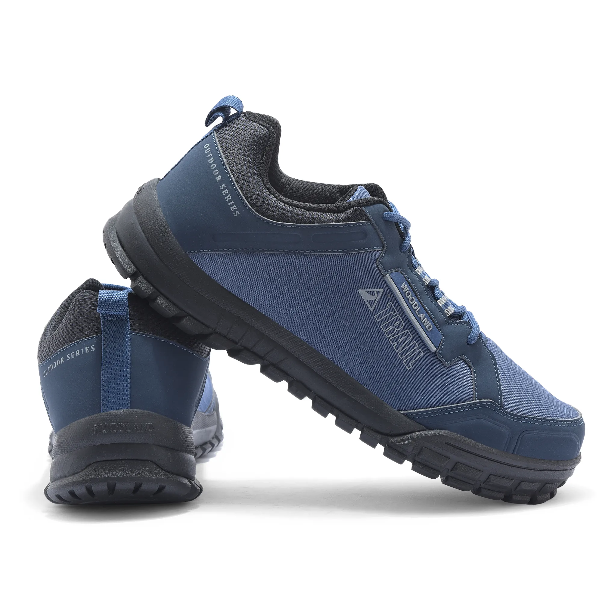Woodland Men Navy Mesh PU Hiking Shoes - Thumbnail 10