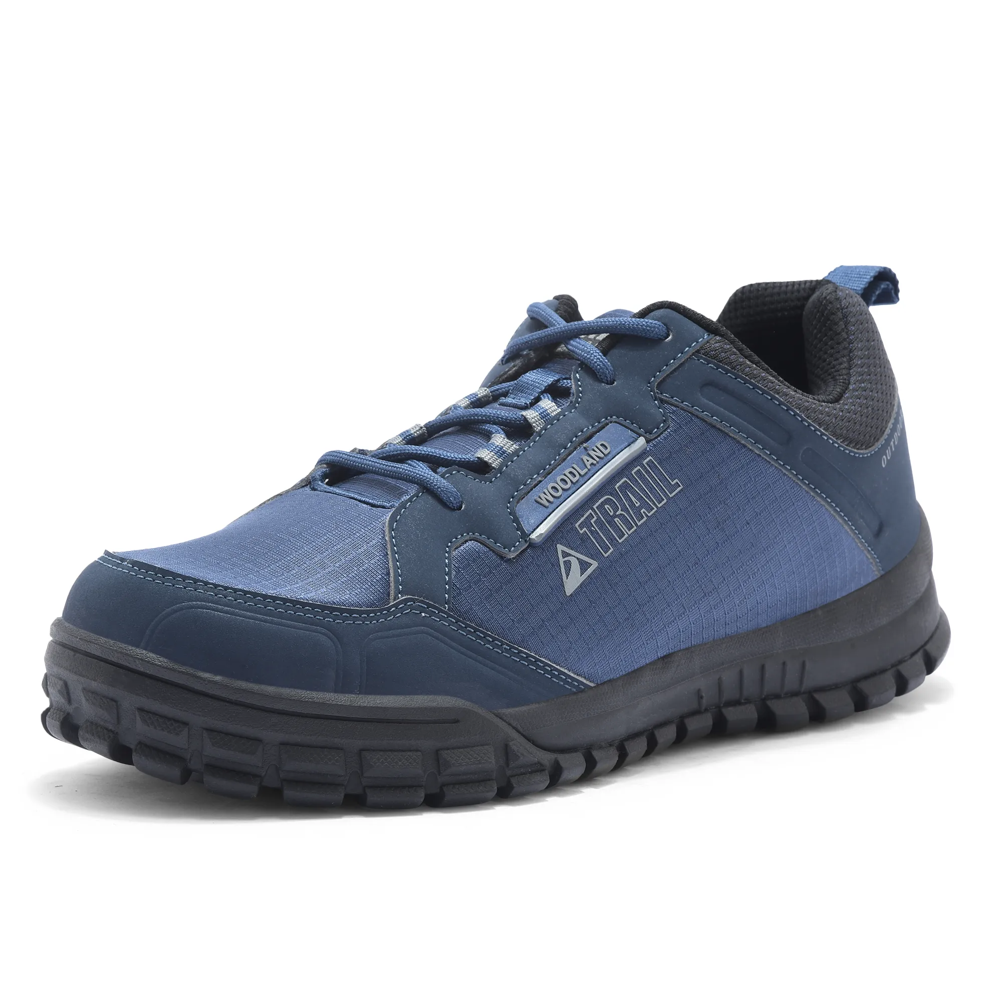 Woodland Men Navy Mesh PU Hiking Shoes - Thumbnail 11