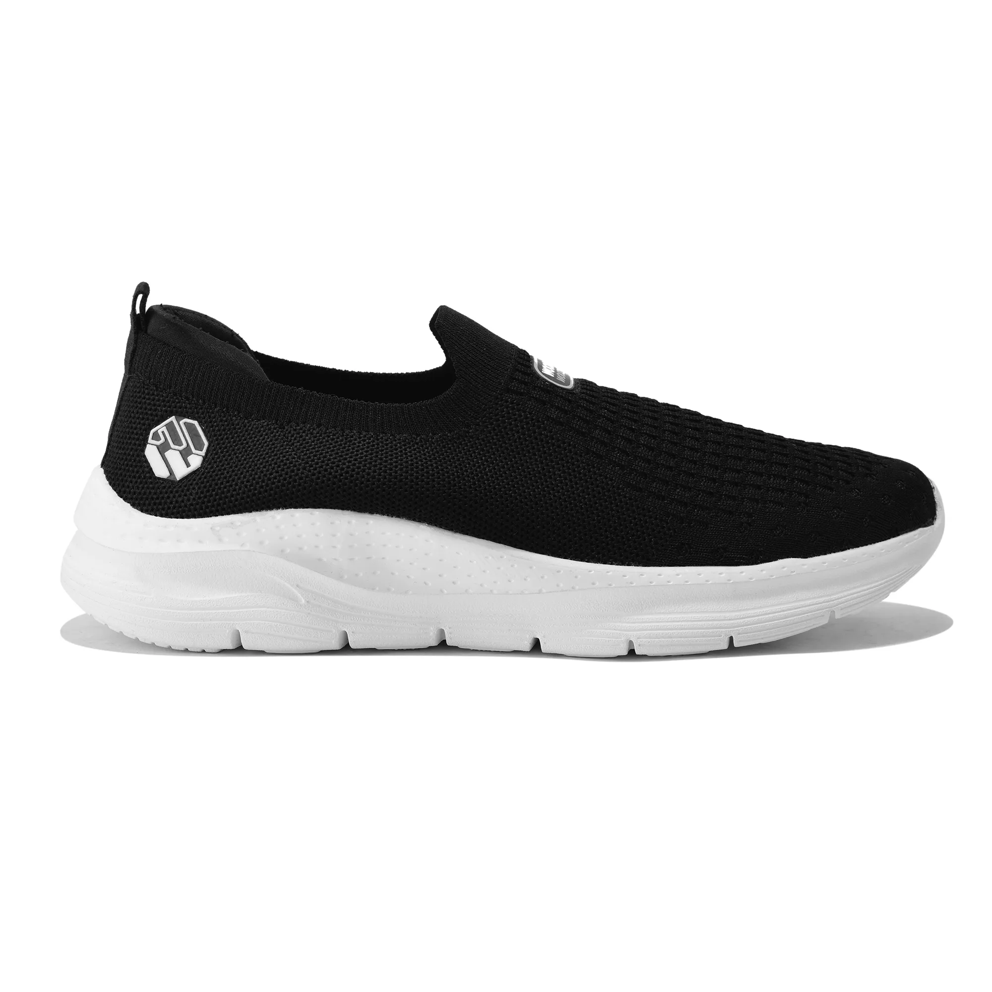 Men Black Mesh Slip-On Sports Shoes - Thumbnail 2
