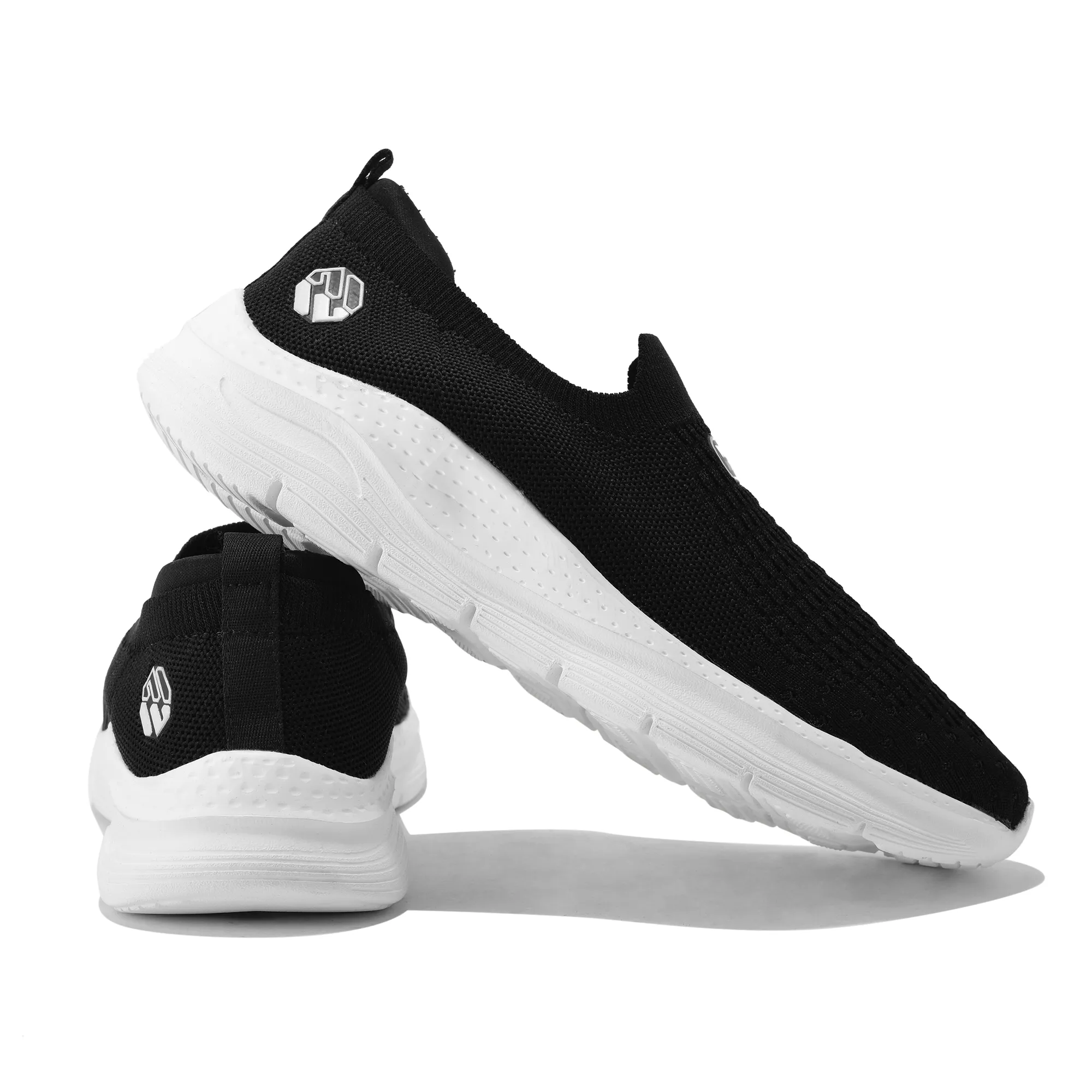 Men Black Mesh Slip-On Sports Shoes - Thumbnail 11