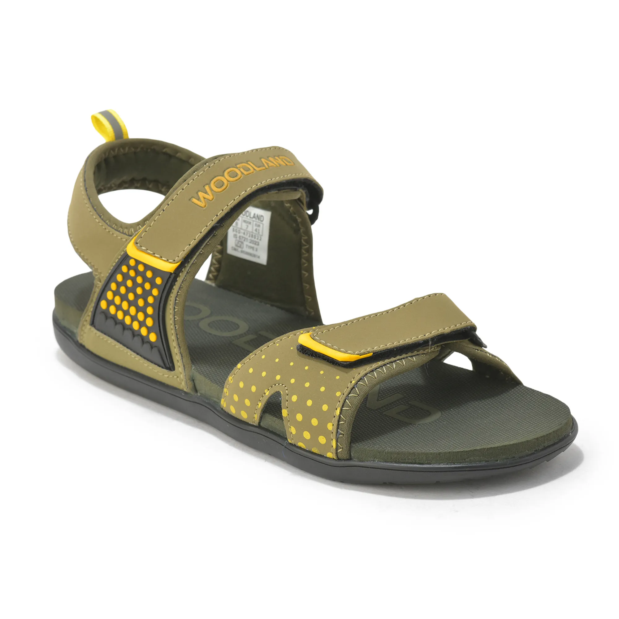 Olive/Yellow Sports Sandal for Men - Thumbnail 3