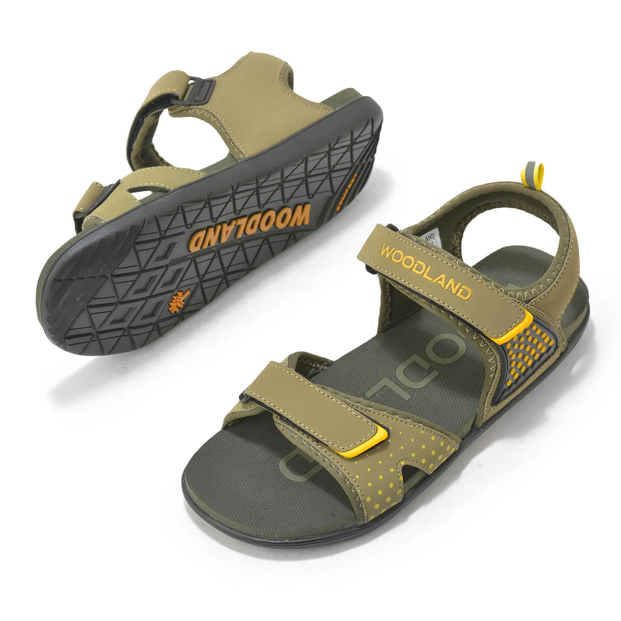 Olive/Yellow Sports Sandal for Men - Thumbnail 6
